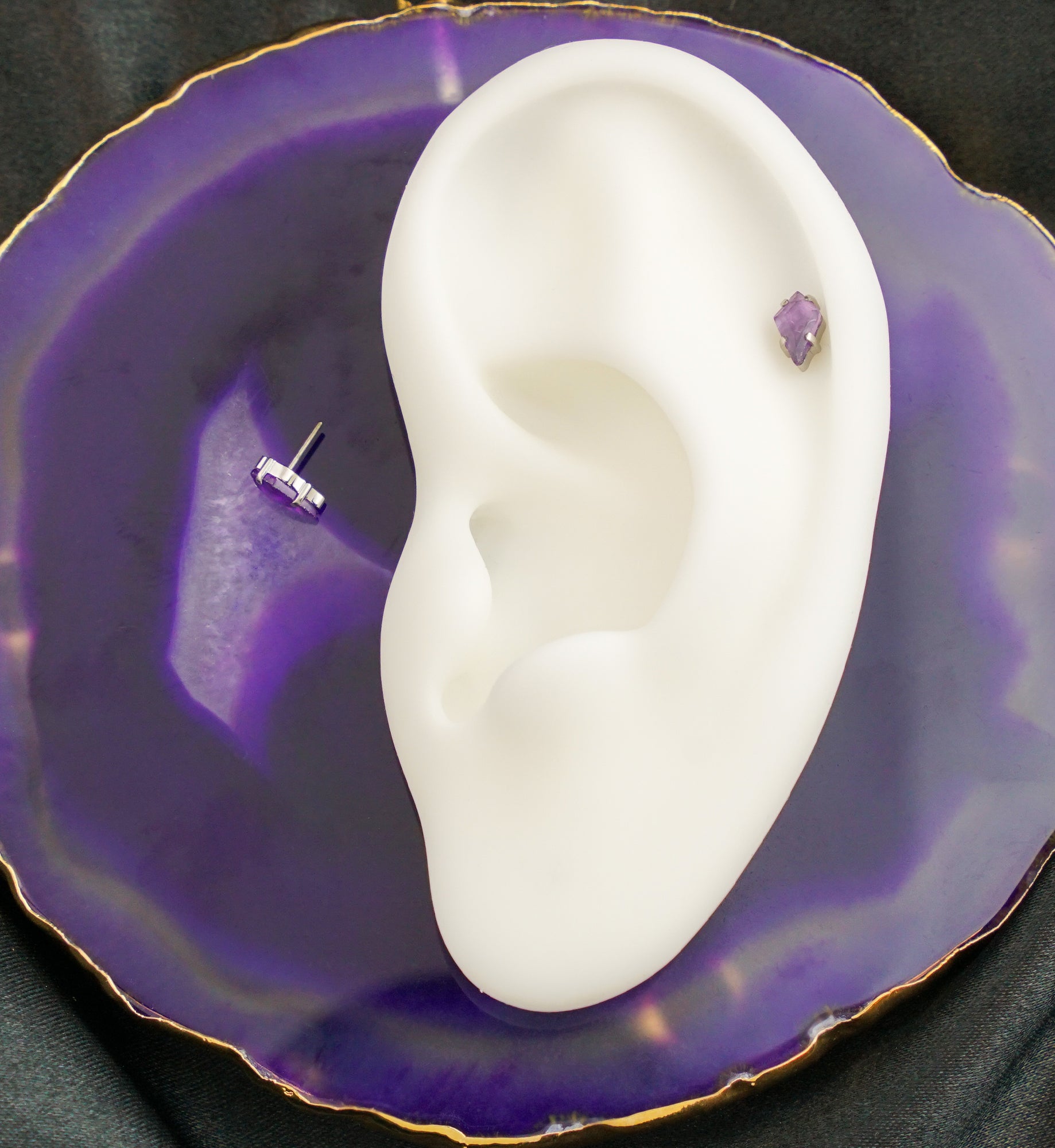 Tetra Amethyst Stone Titanium Threadless Top