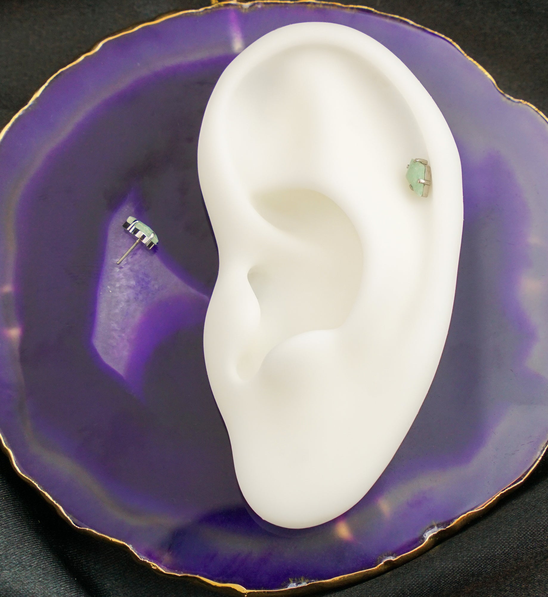 Tetra Aventurine Stone Titanium Threadless Top