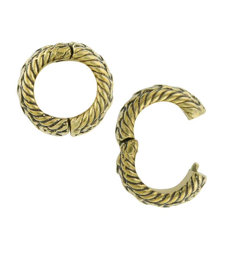 Textured Brass Hinged Ear Lobe Cuffs