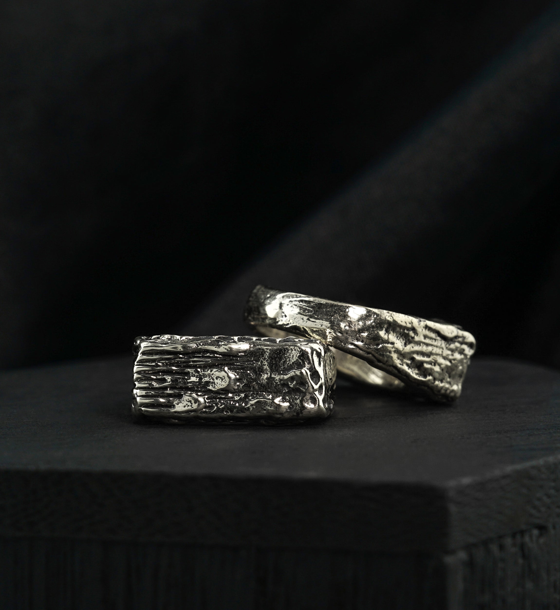 Thick Block White Brass Ring