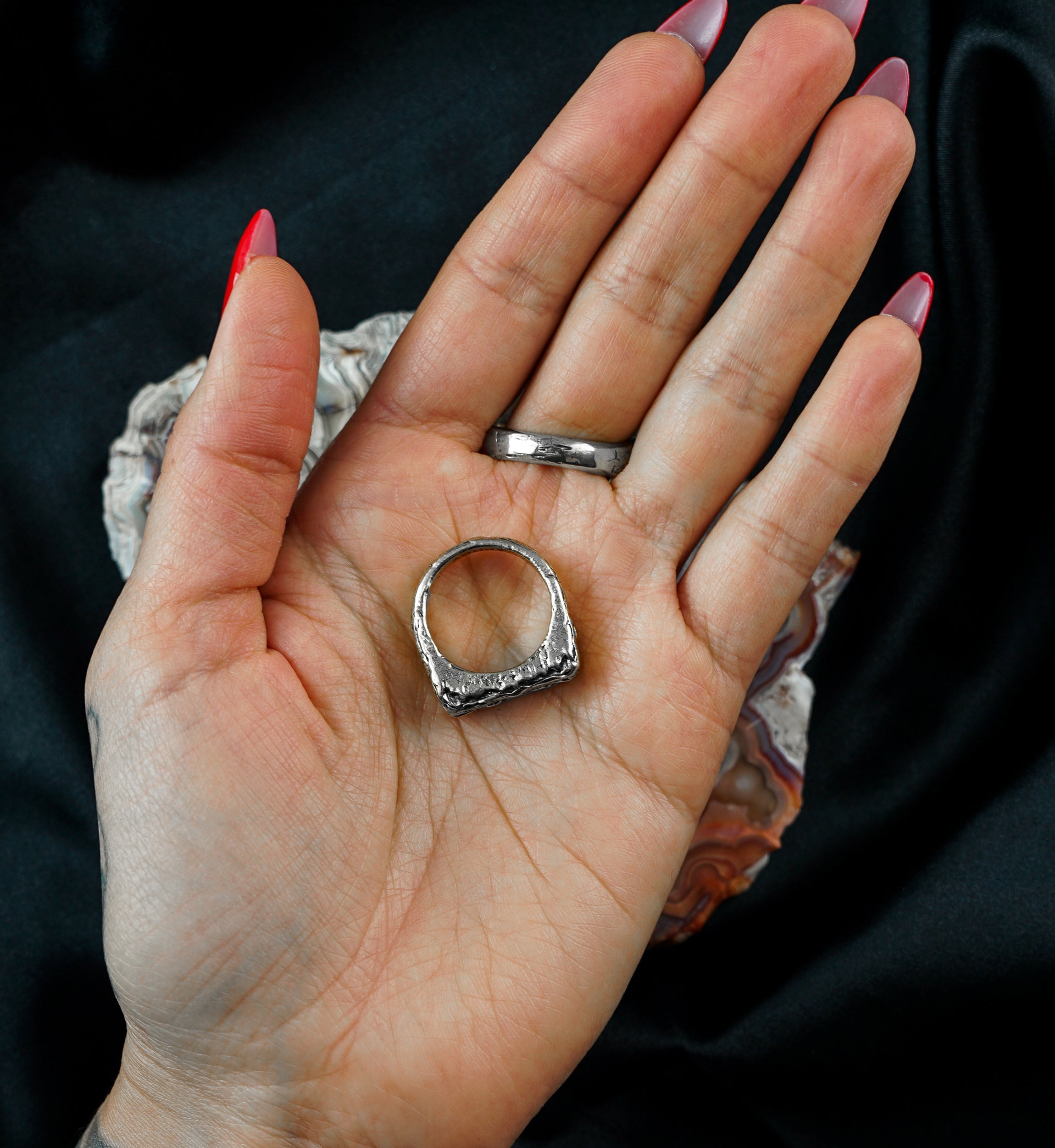 Thick Block White Brass Ring