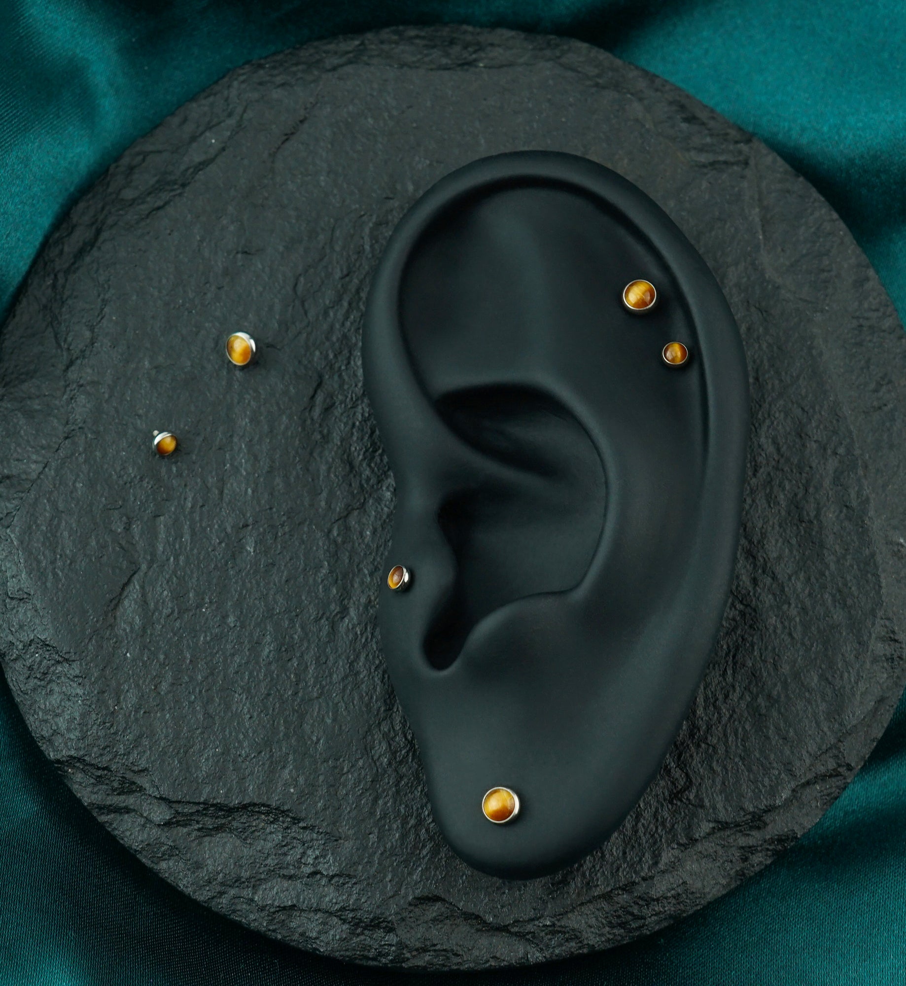 Tiger Eye Stone Titanium Internally Threaded Top