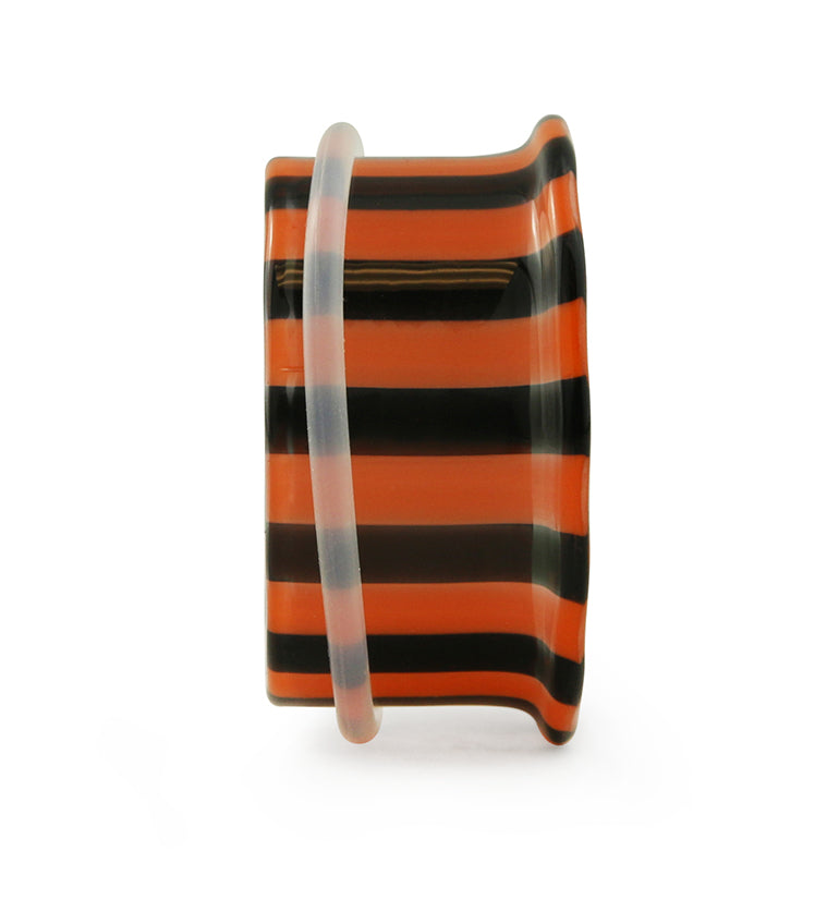 Tiger Stripe Glass Tunnel Plugs - Single Flare