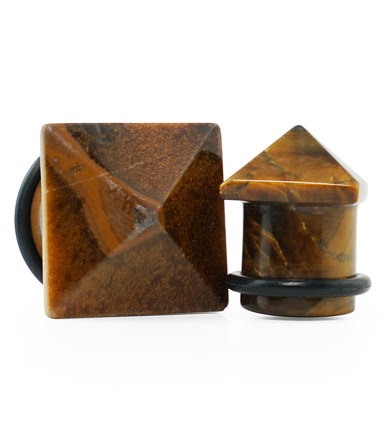 Tiger Eye Stone Squared Plugs
