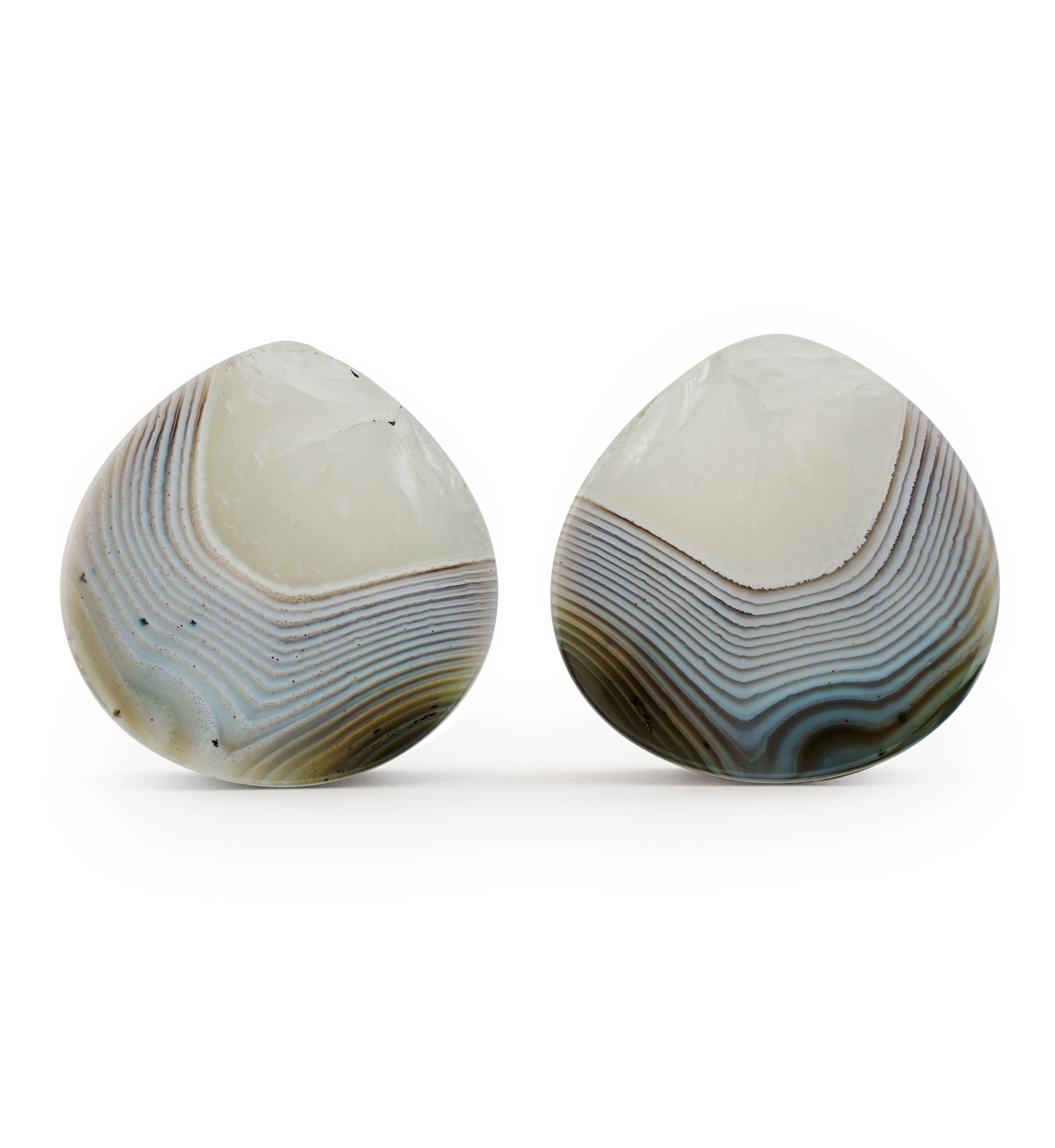 Timor Agate Teardrop Double Flare Plugs 1 & 3/4" (44mm) Version 1
