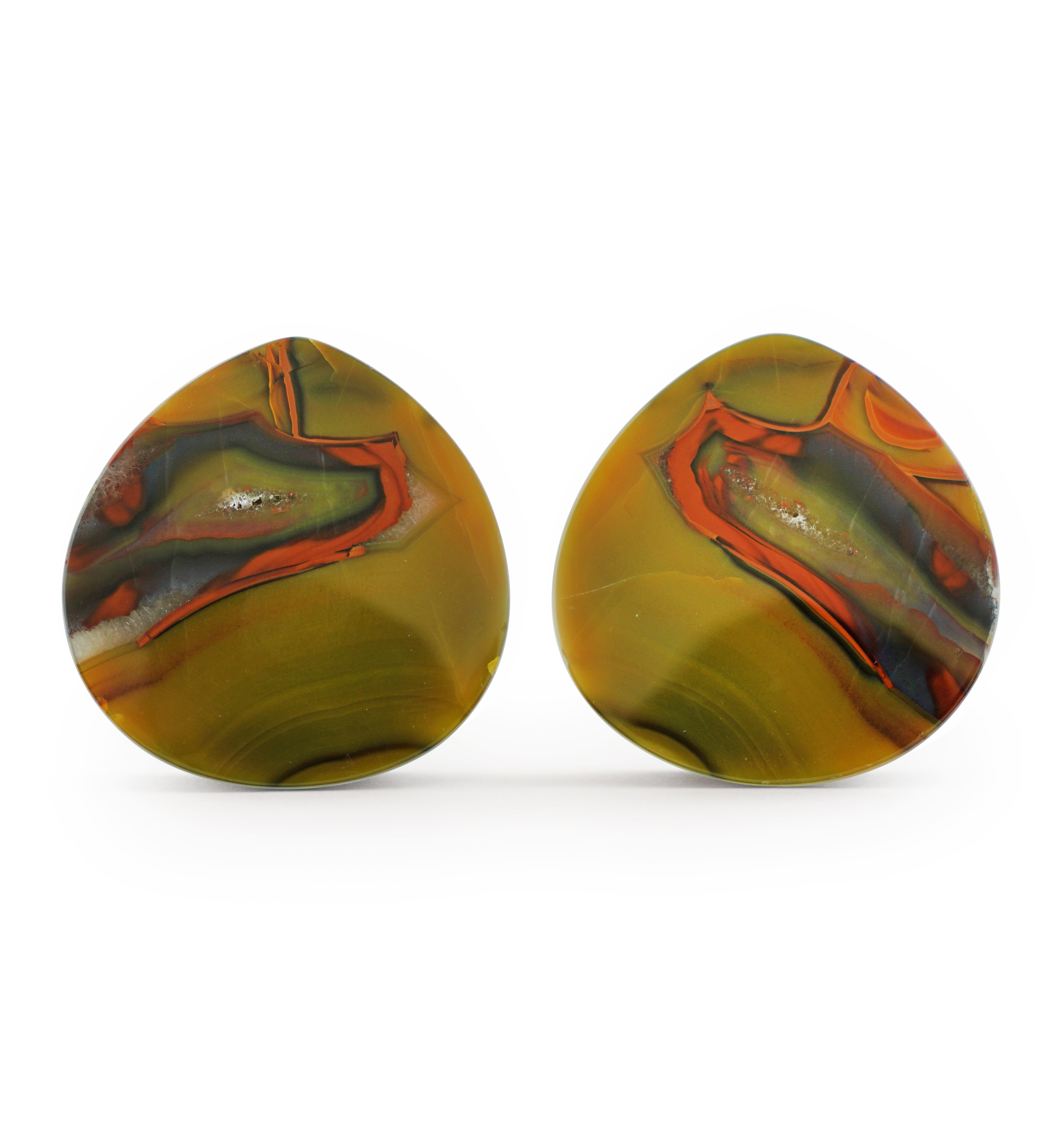 Timor Agate Teardrop Double Flare Plugs 1 & 7/8" (47mm) Version 1