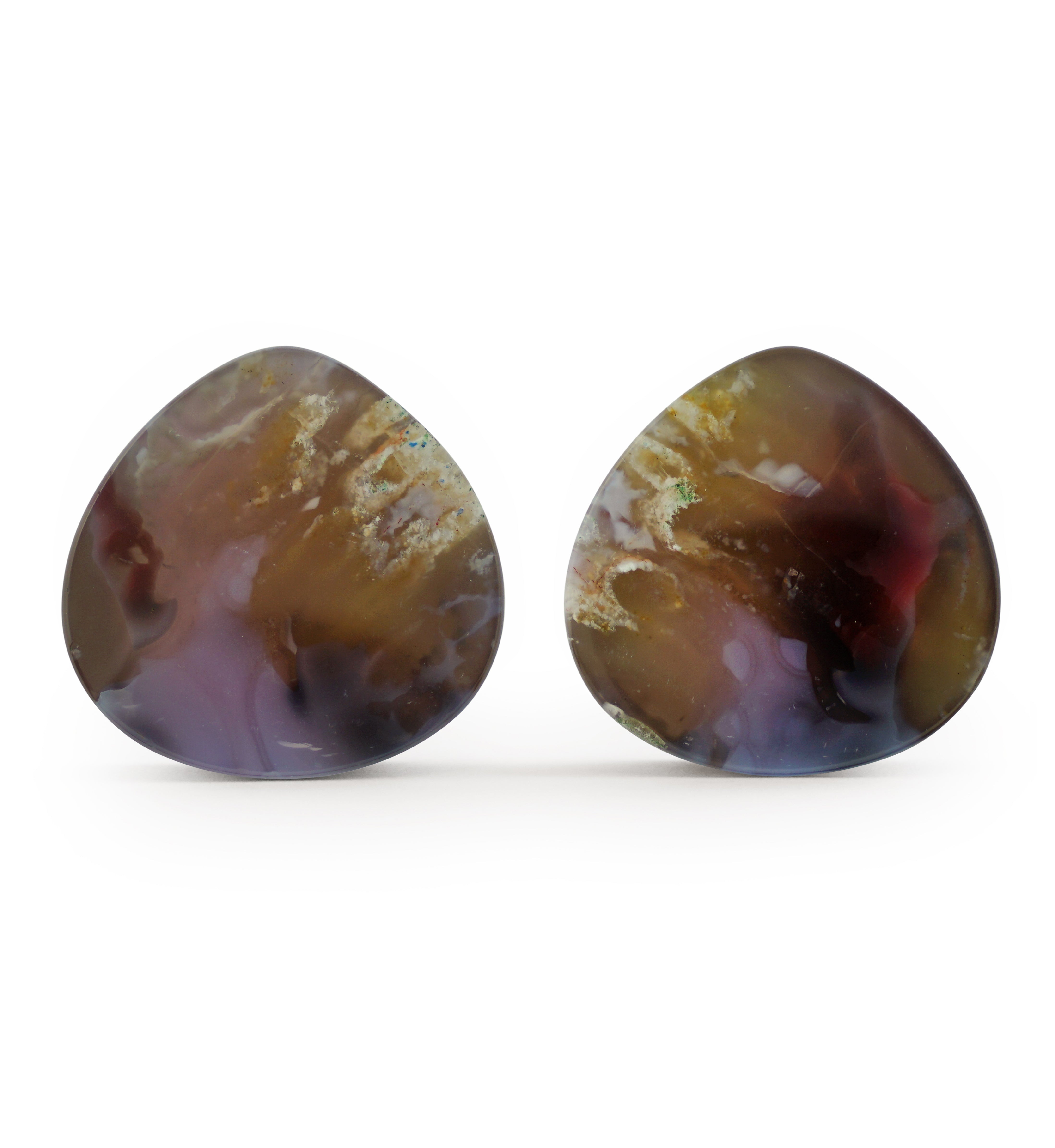 Timor Agate Teardrop Double Flare Plugs 1 & 1/4" (32mm) Version 2