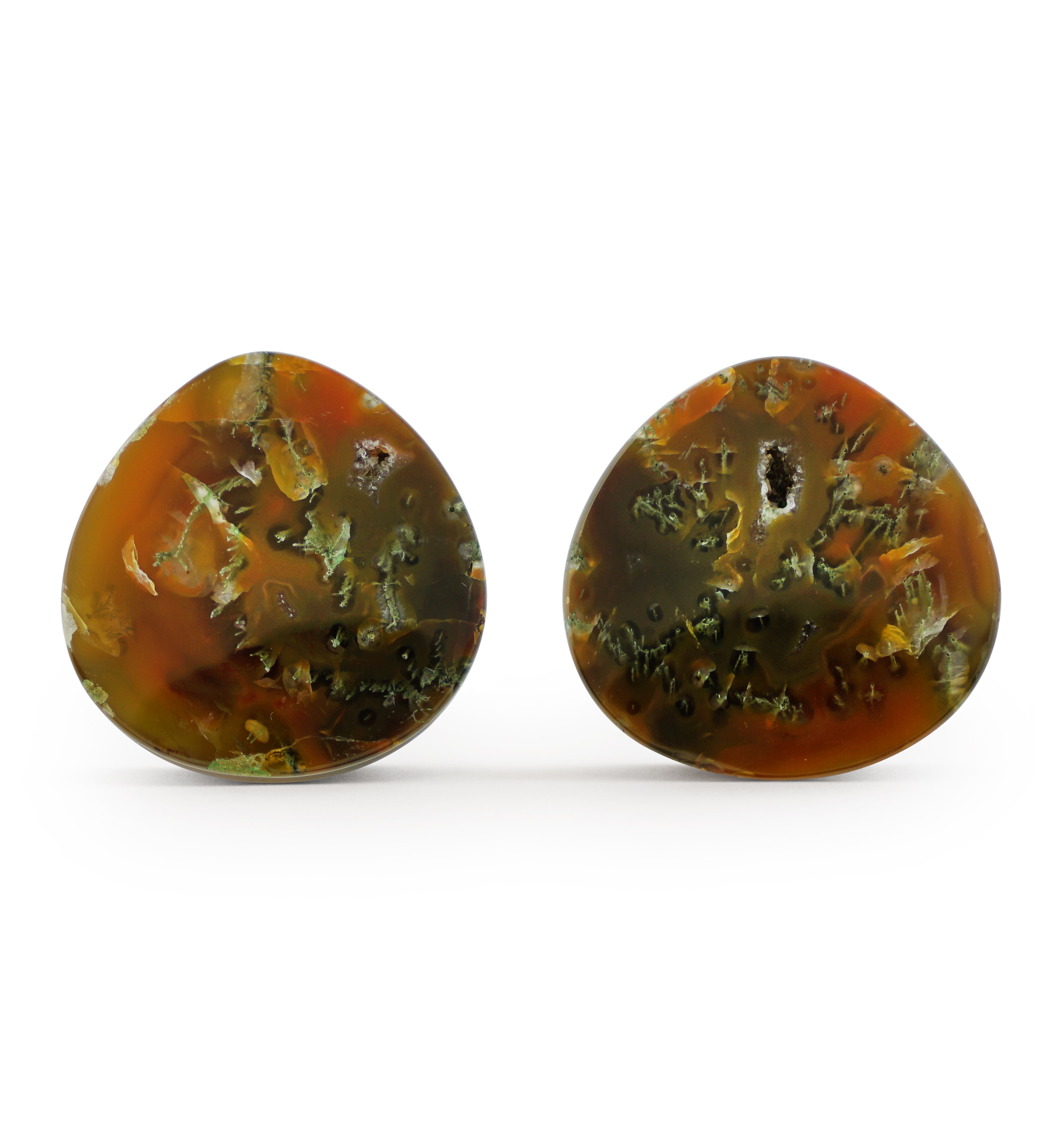 Timor Agate Teardrop Double Flare Plugs 1 & 1/4" (32mm) Version 3