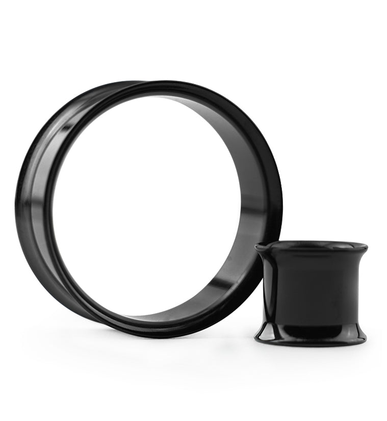 Black PVD Double Flare Titanium Ear Tunnels