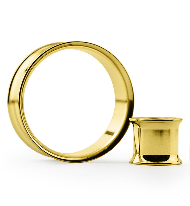 Gold PVD Double Flare Titanium Ear Tunnels