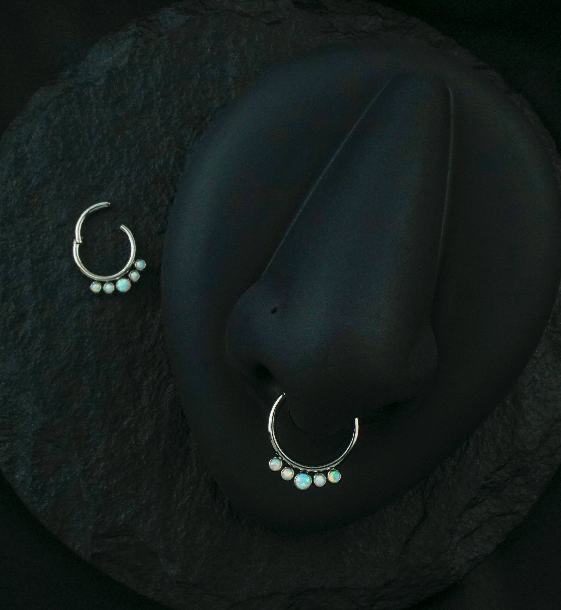 Titanium Hinged Multi Opalite Segment Ring