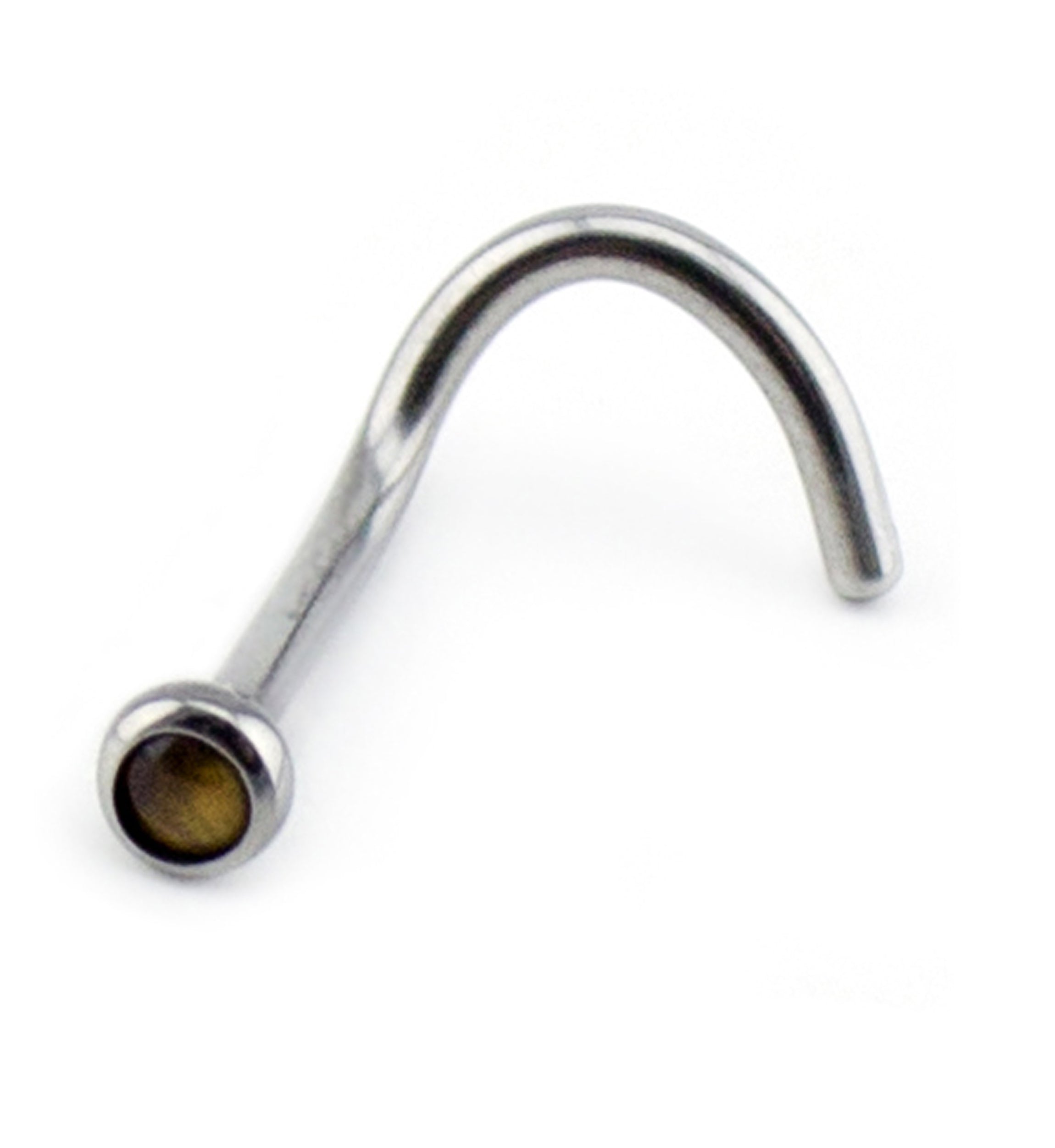 Titanium Nose Screw With Tiger Eye Stone