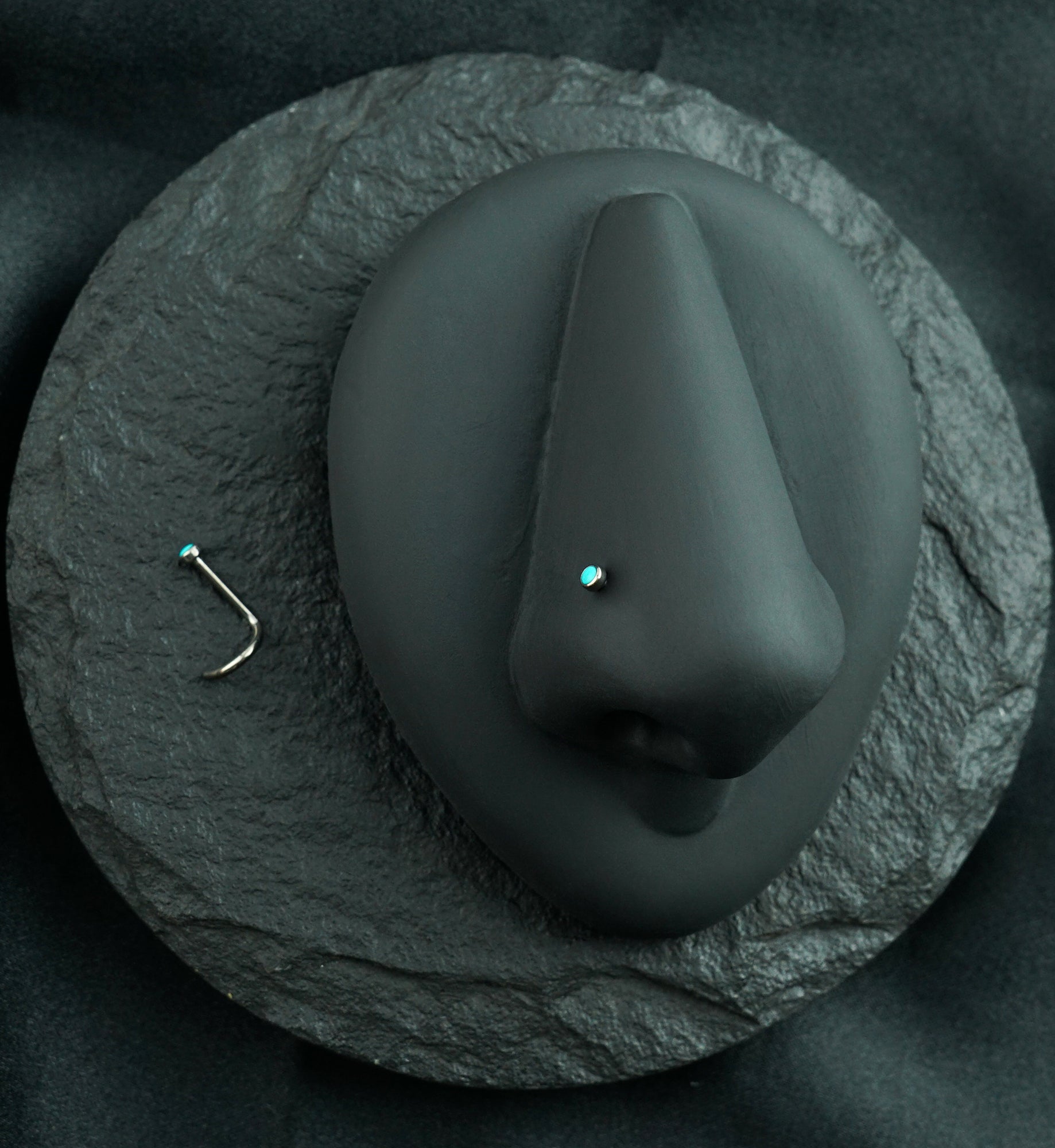 Titanium Nose Screw With Turquoise Stone