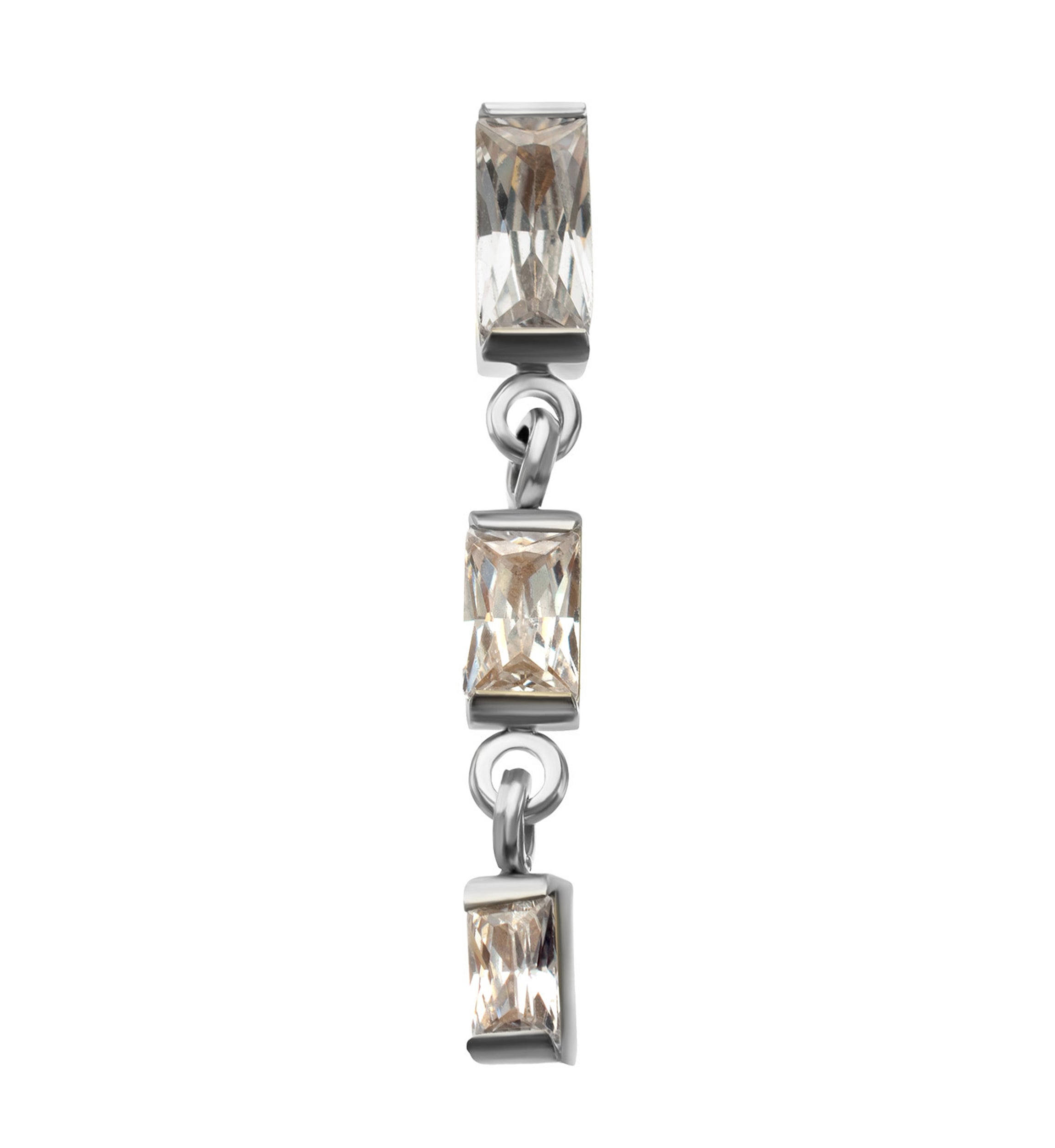 Triple Baguette CZ Dangle Titanium Threadless Top