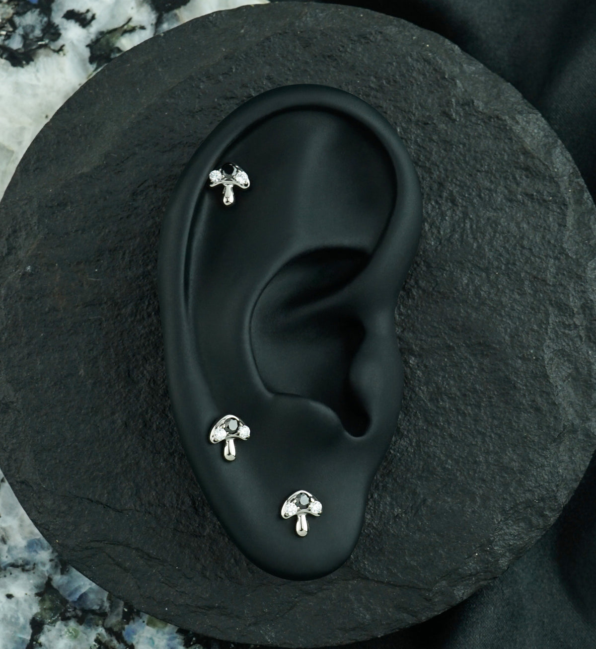 Toadstool Black CZ Titanium Threadless Top