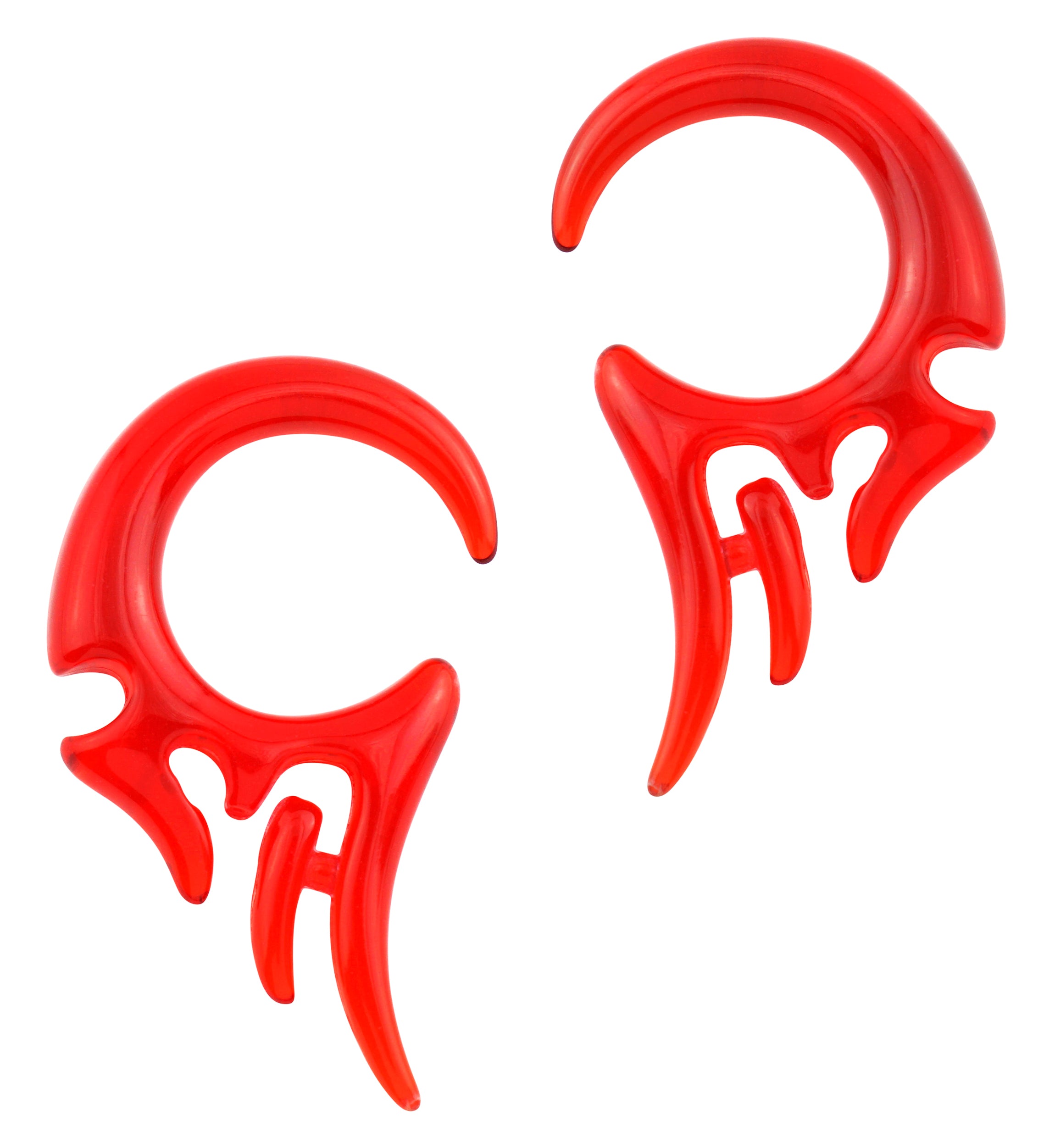 Transparent Red Tribal Wing Spiral Plugs