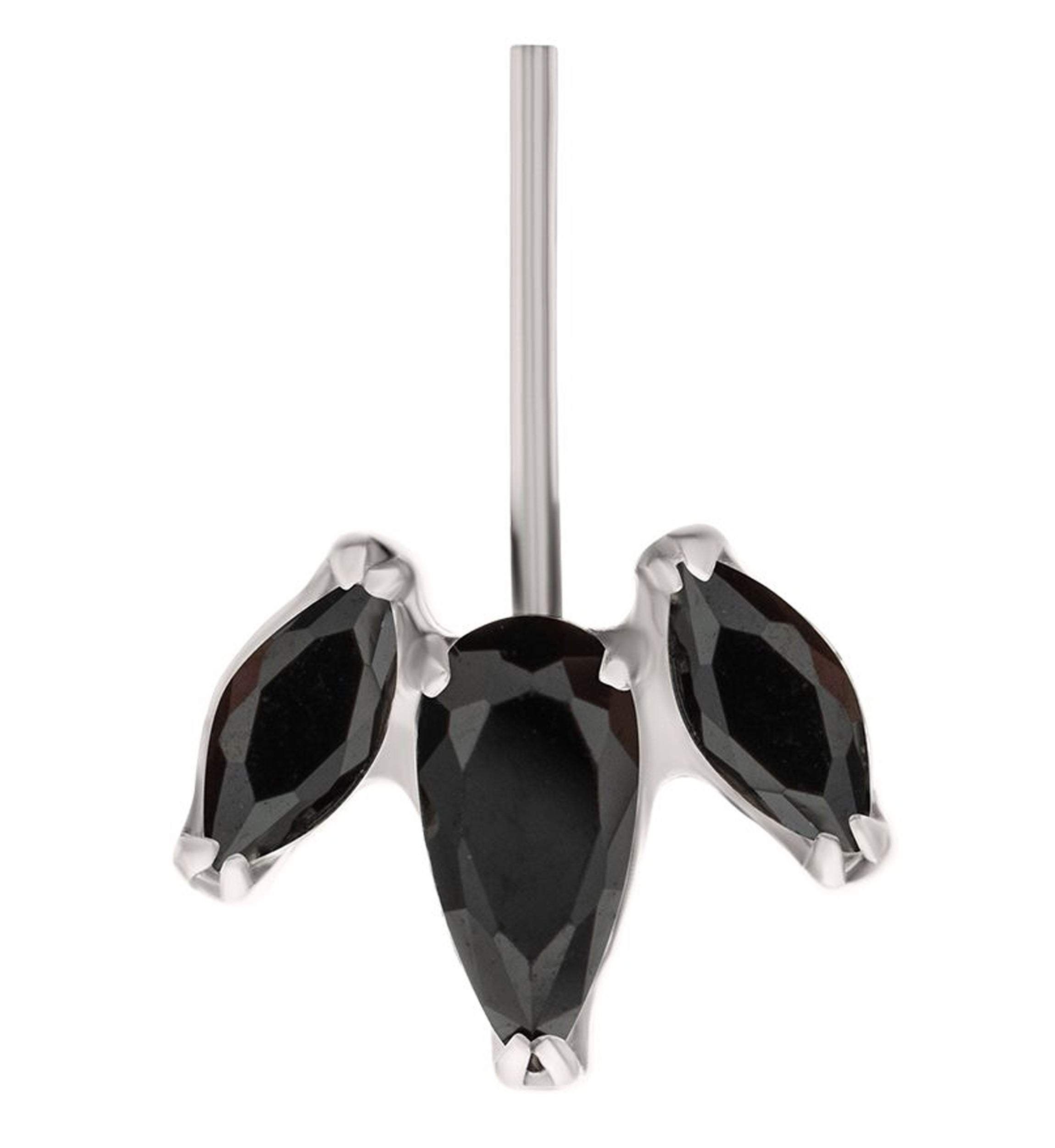 Tri-Sepal Black CZ Vertical Titanium Threadless Top