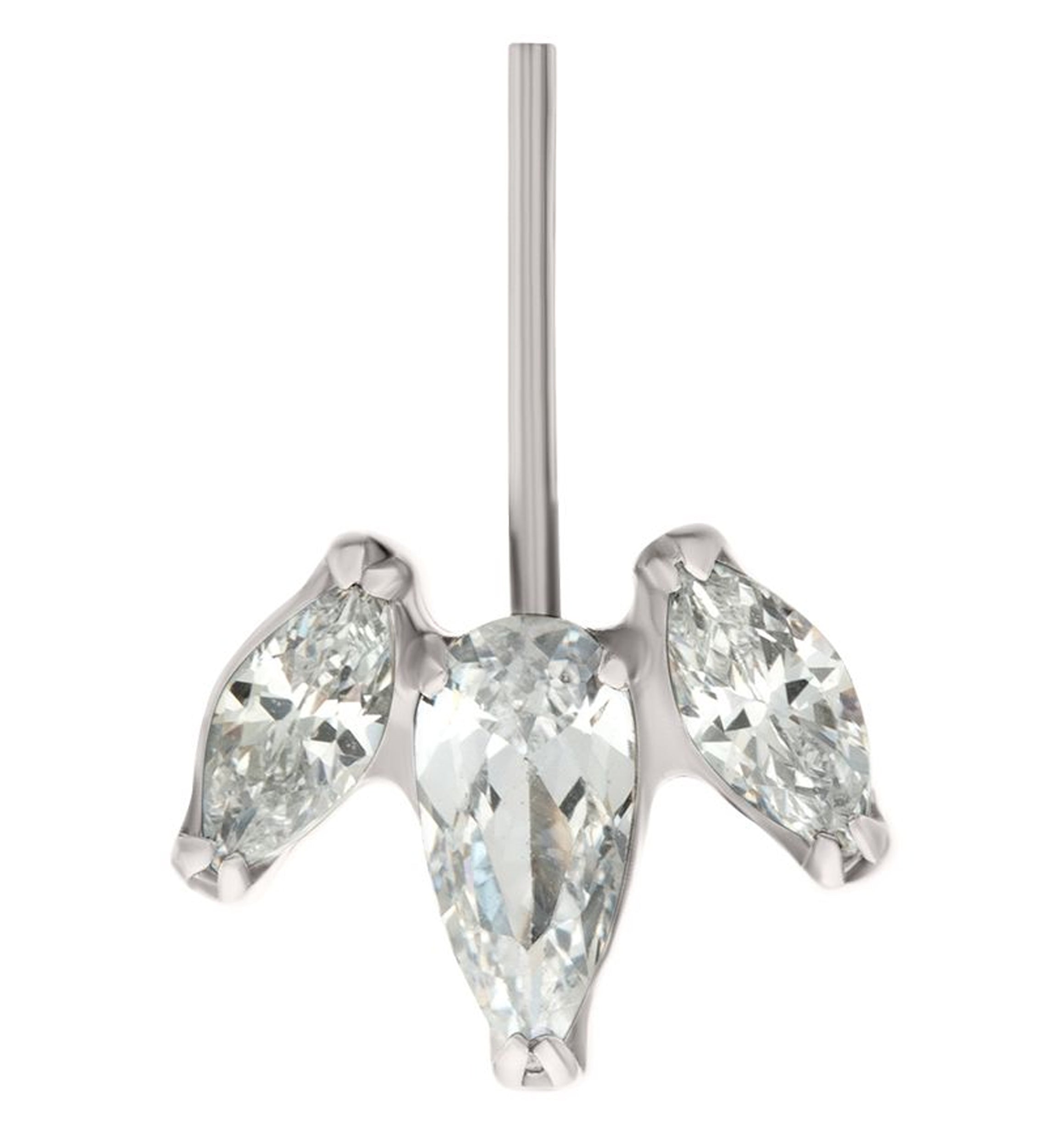 Tri-Sepal Clear CZ Vertical Titanium Threadless Top