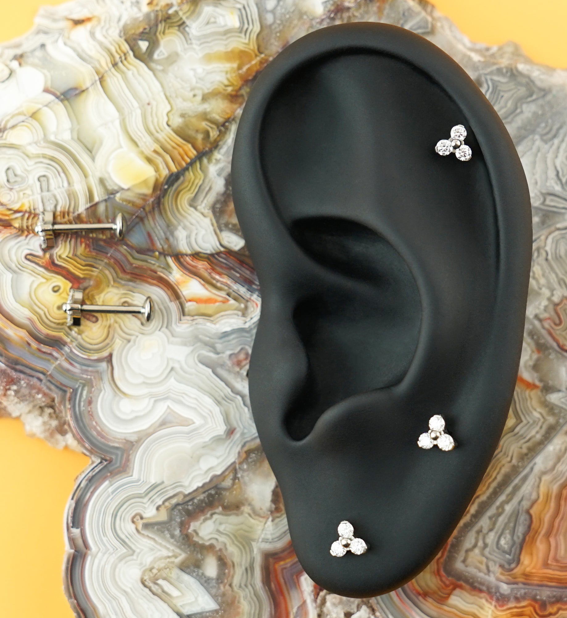 Triad Moissanite Gem Titanium Threadless Labret