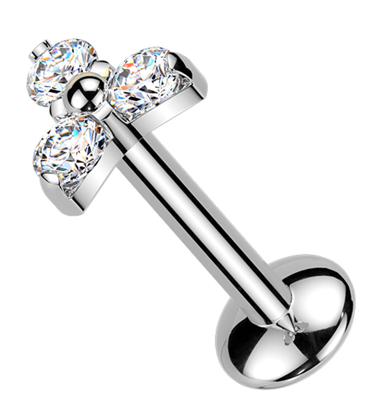 Triad Moissanite Gem Titanium Threadless Labret