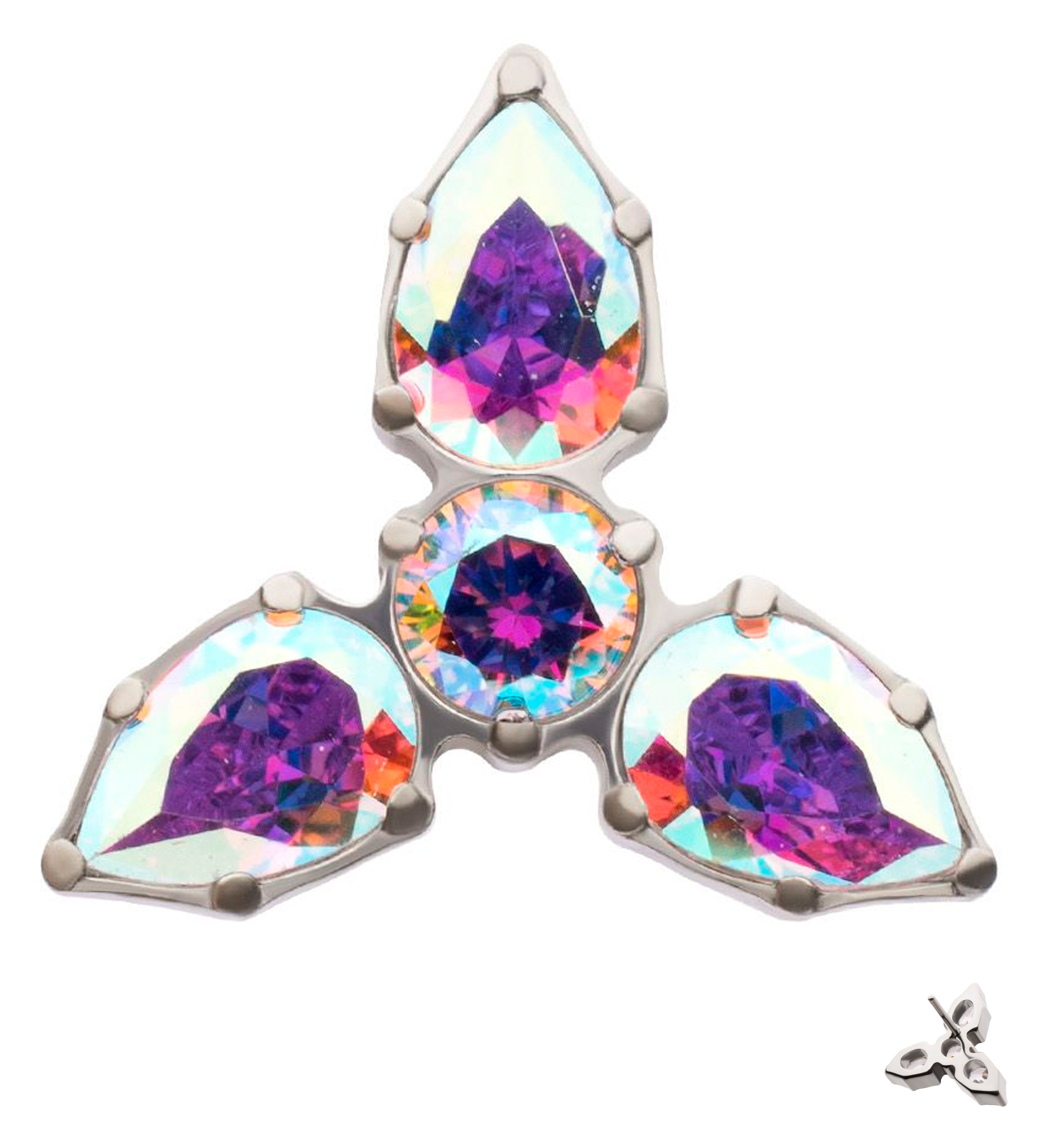 Triad Rainbow Aurora CZ Titanium Threadless Top