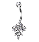 Triangle Marquise Leaf Clear CZ Internally Threaded Titanium Belly Button Ring
