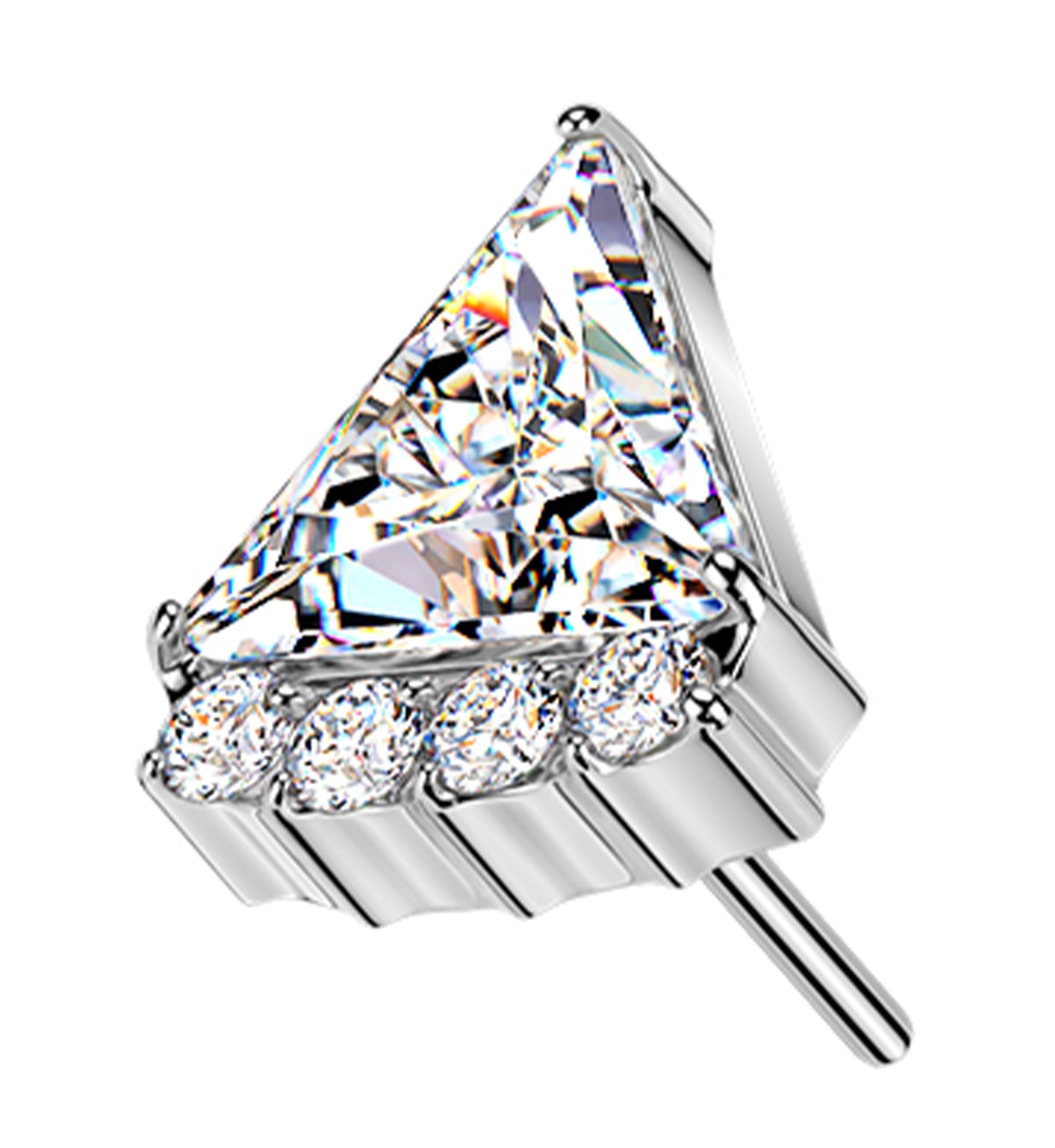 Triangle Slice Clear CZ Titanium Threadless Top