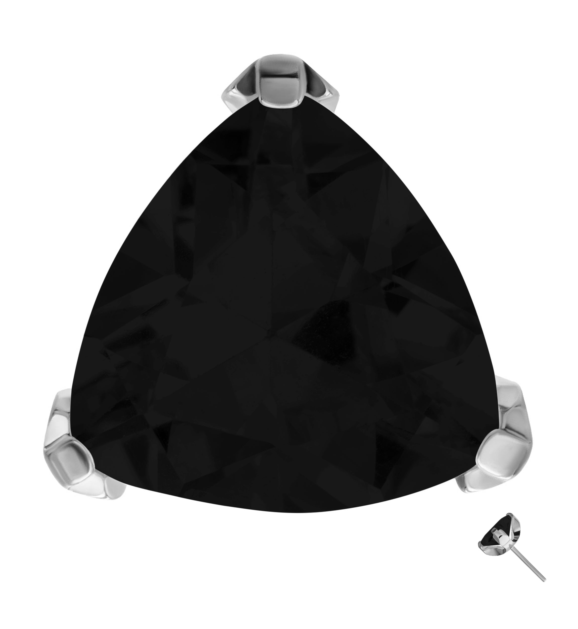 Triangle Trillion Cut Black CZ Titanium Threadless Top