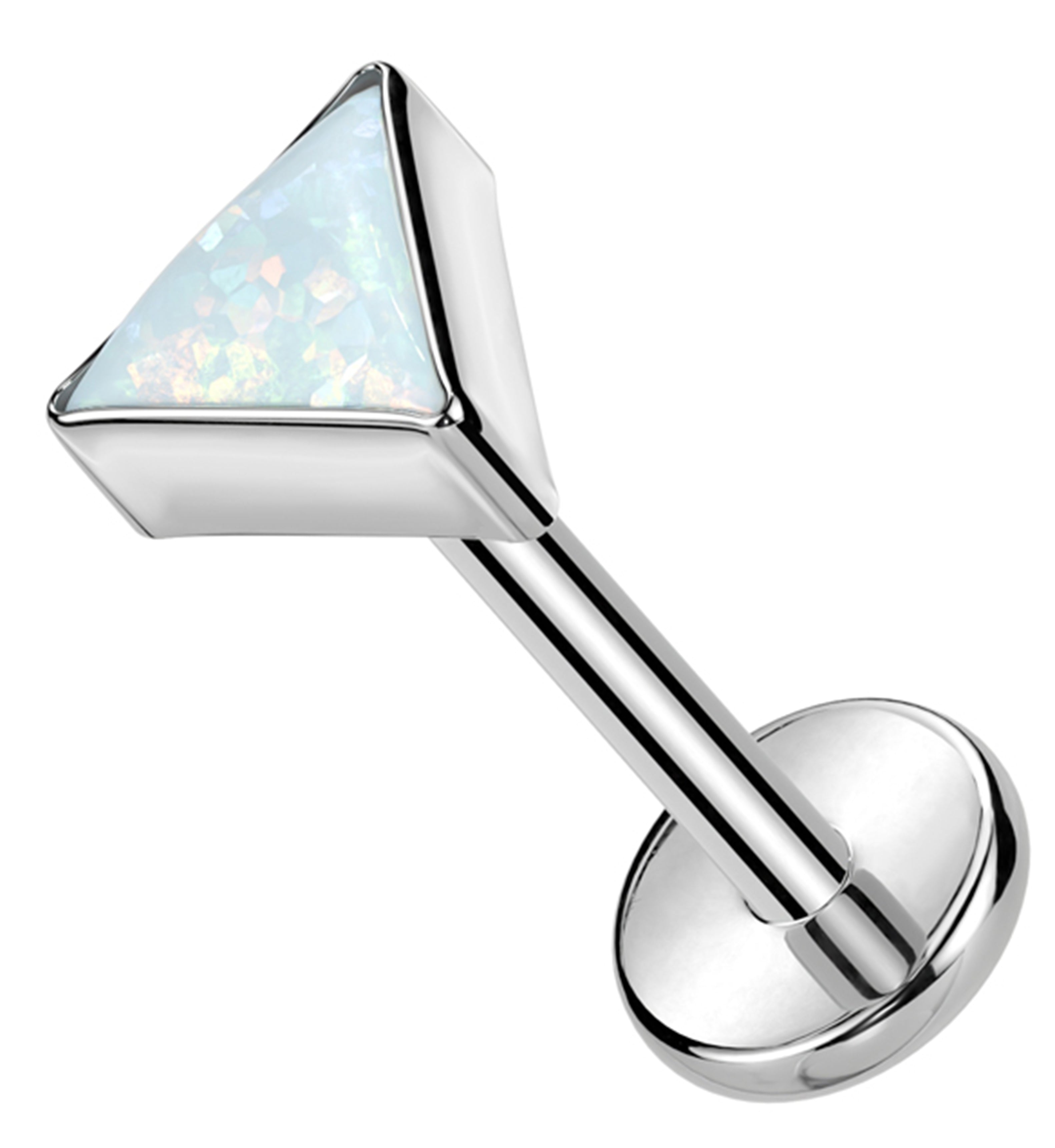 Triangle White Opalite Titanium Threadless Labret