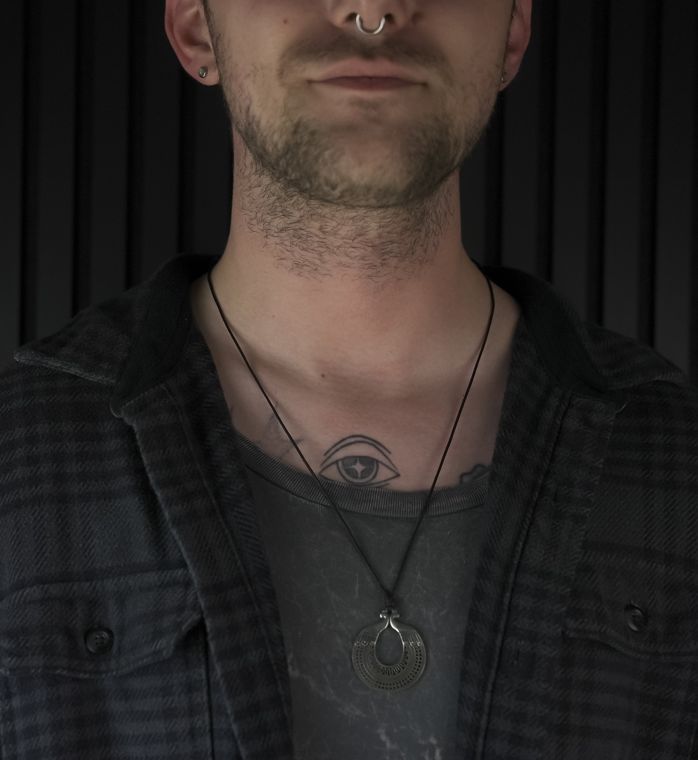 Tribal Disk White Brass Pendant Necklace