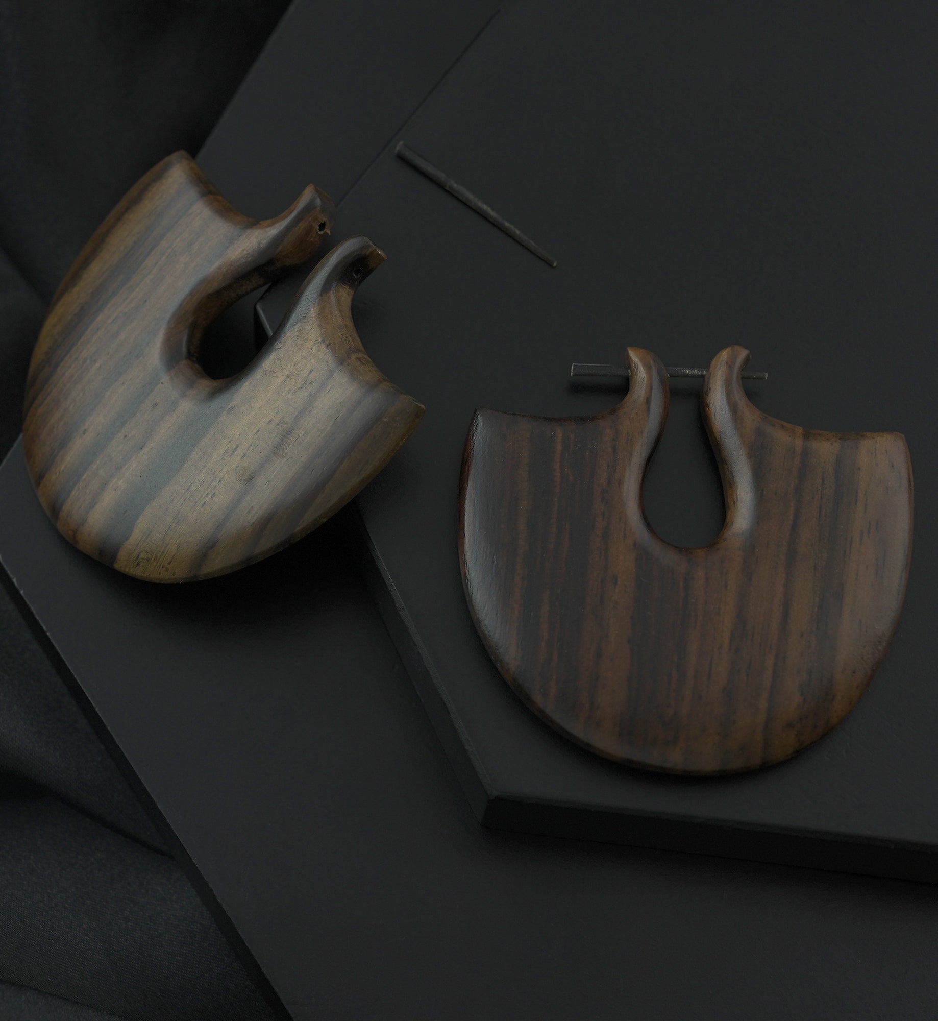 Tribal Keyhole Narra Wood Earrings