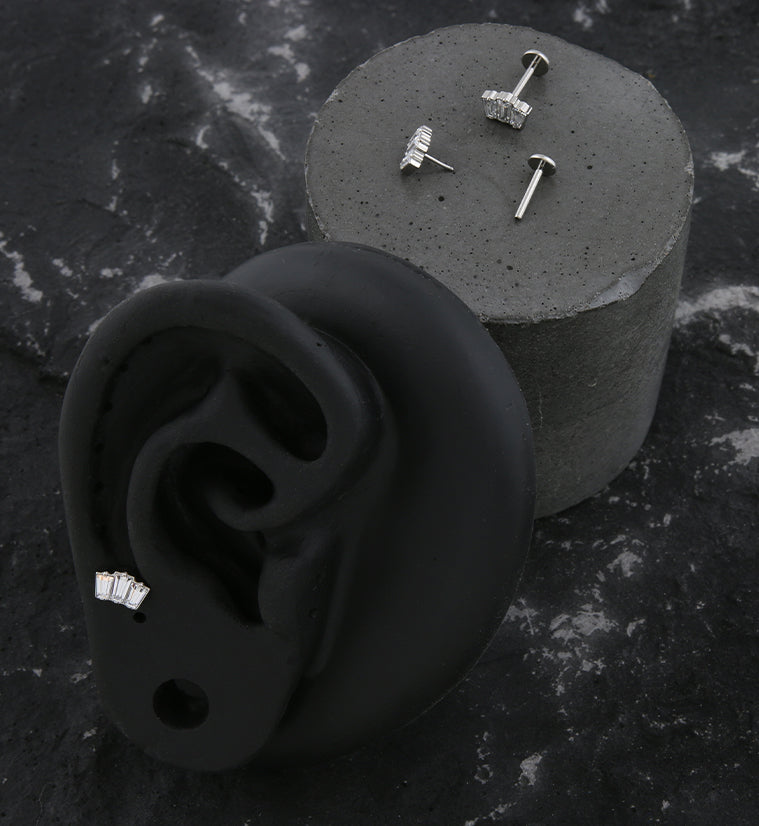 Trinal Clear CZ Threadless Titanium Labret