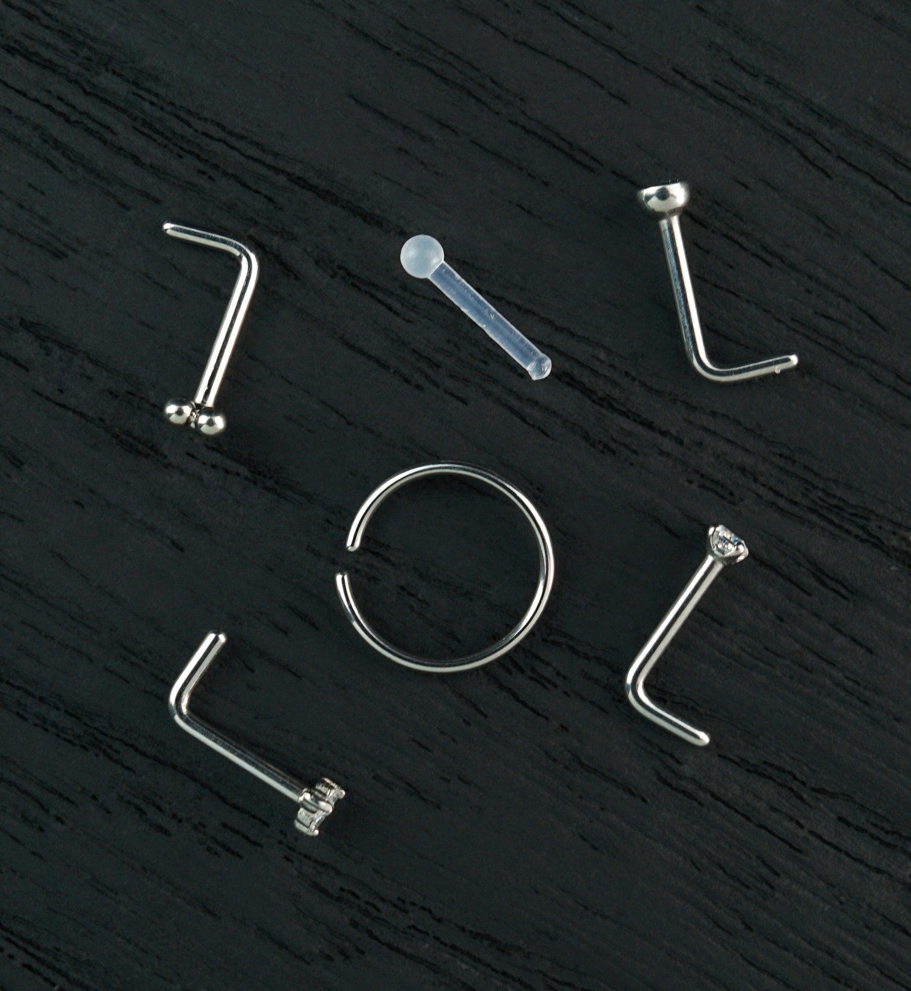 Trinity Clear CZ Stainless Steel L Bend/Stud/Hoop Variety Pack (6 Pack)