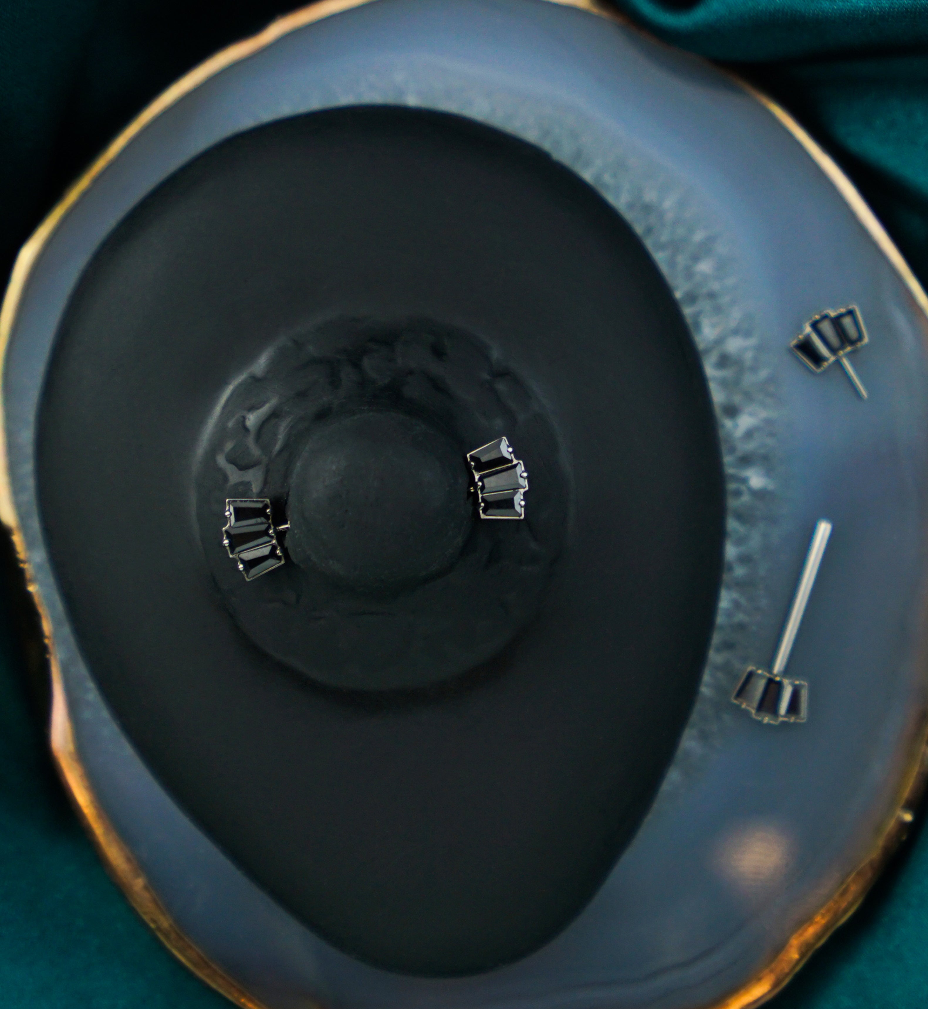 Triple Marquise CZ Threadless Titanium Nipple Barbell