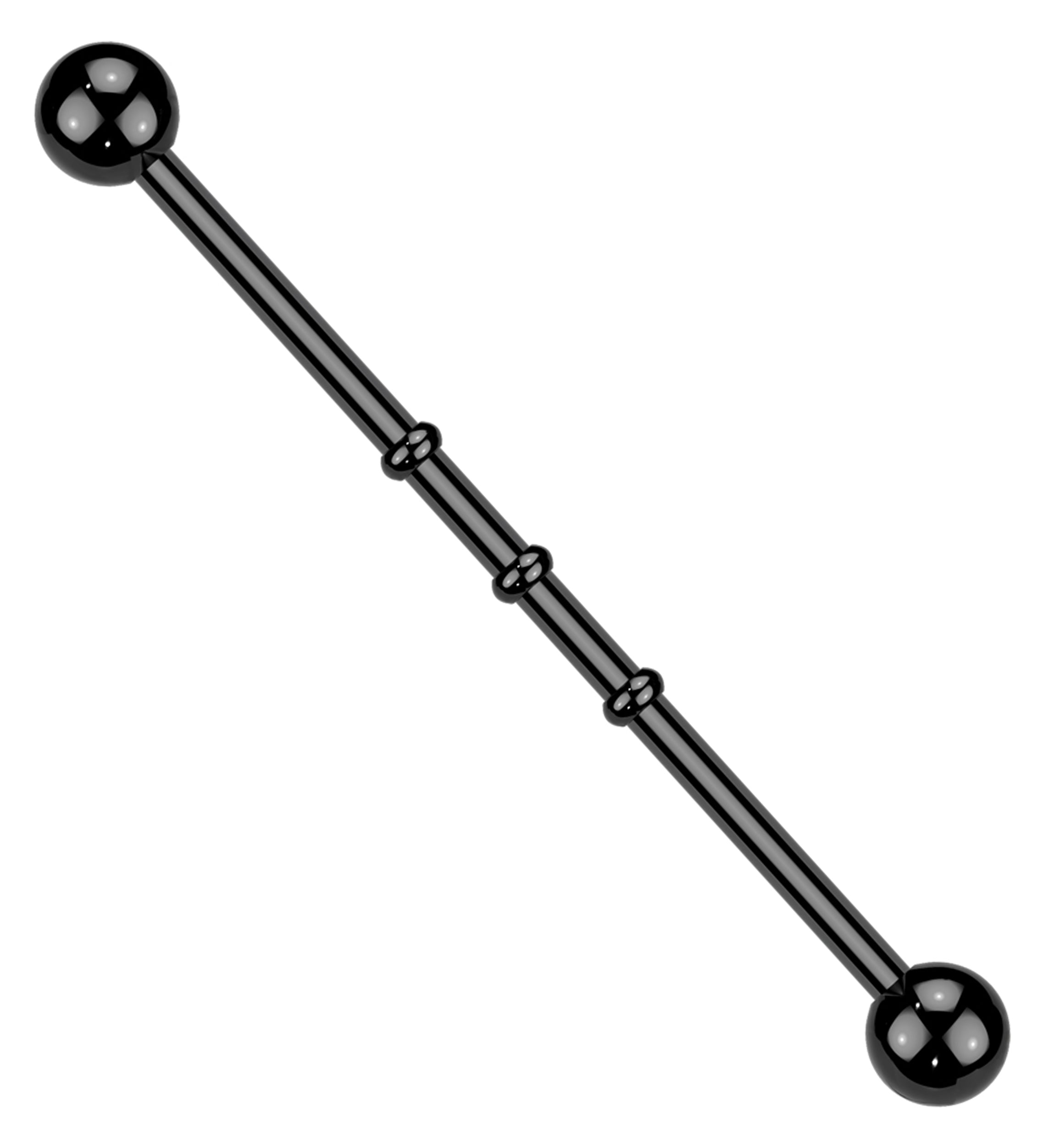 Triple Bump Black Industrial Stainless Steel Barbell