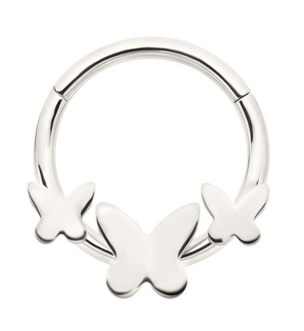 Triple Butterfly Stainless Steel Hinged Segment Ring