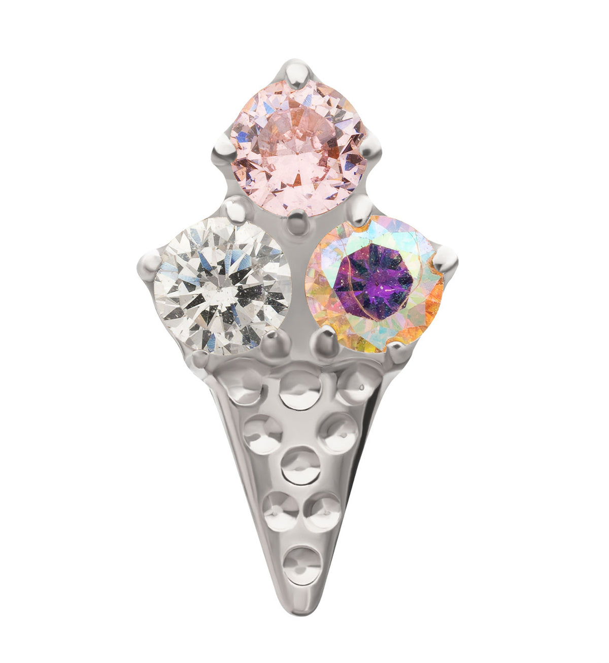 Triple Scoop Cone CZ Titanium Threadless Top