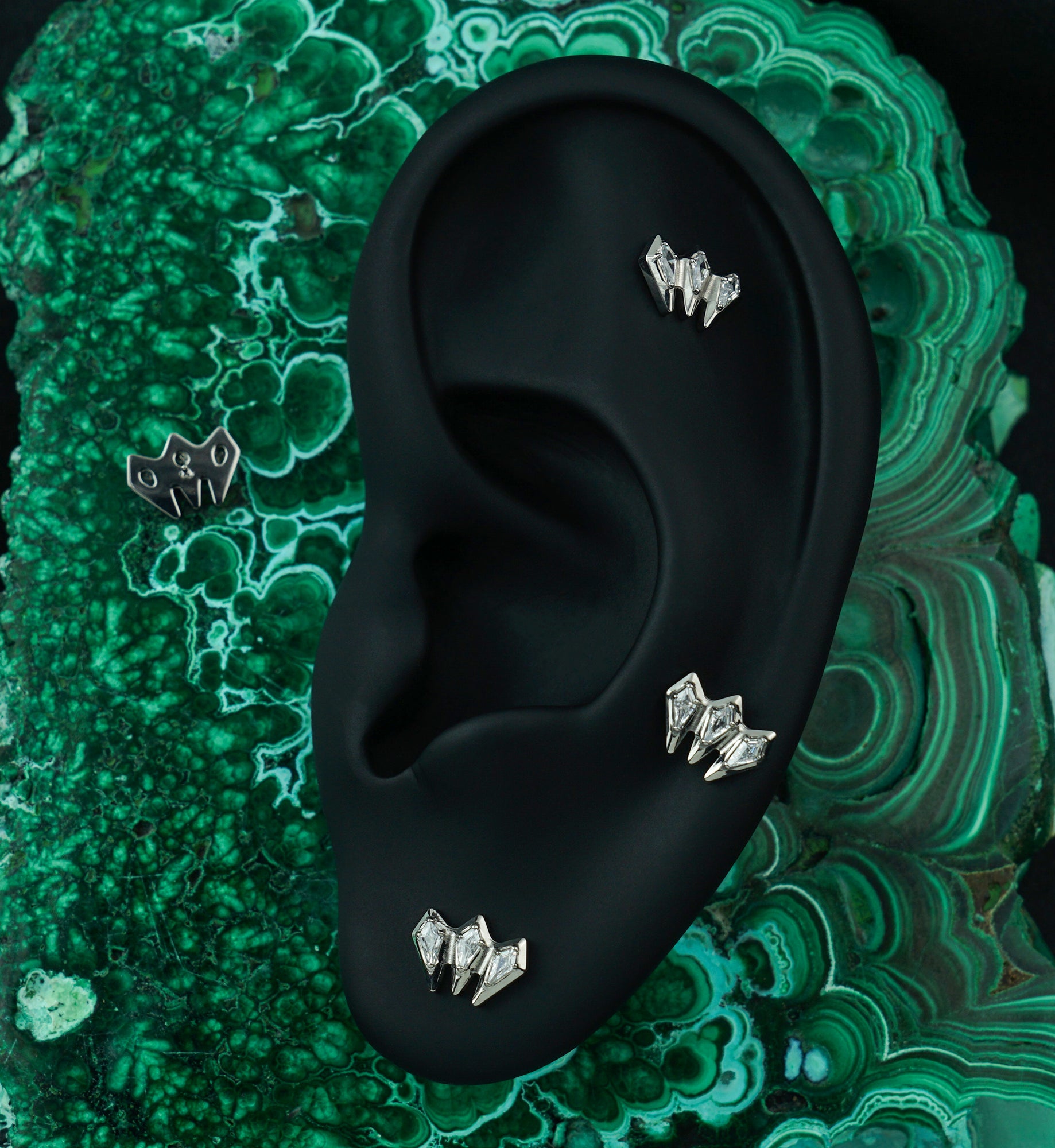 Triple Tetra Clear CZ Titanium Threadless Top