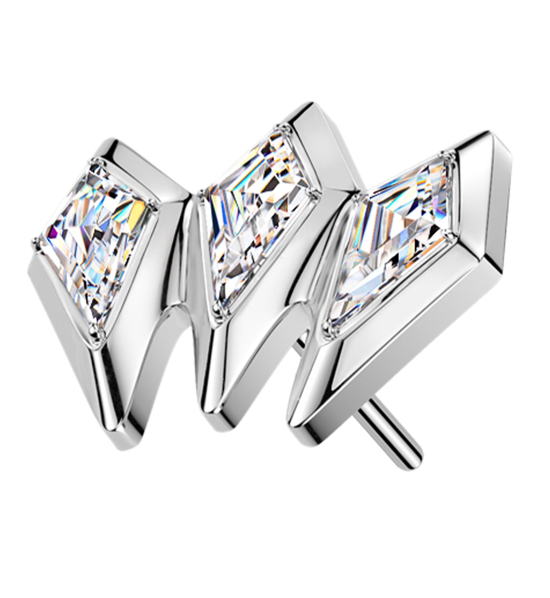 Triple Tetra Clear CZ Titanium Threadless Top