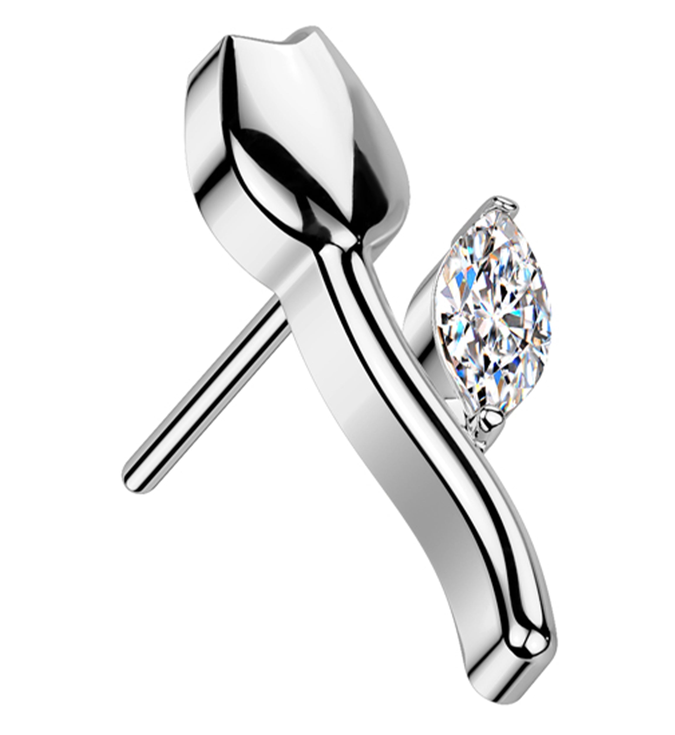 Tulip Flower Clear CZ Titanium Threadless Top