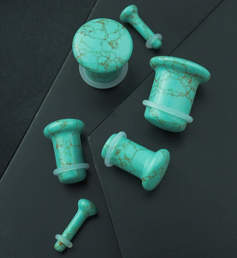 Howlite Turquoise Stone Plugs - Single Flare