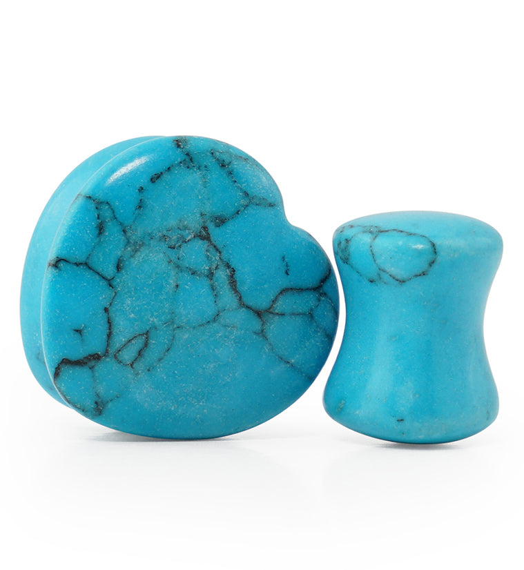 Turquoise Howlite Stone Heart Shape Plugs