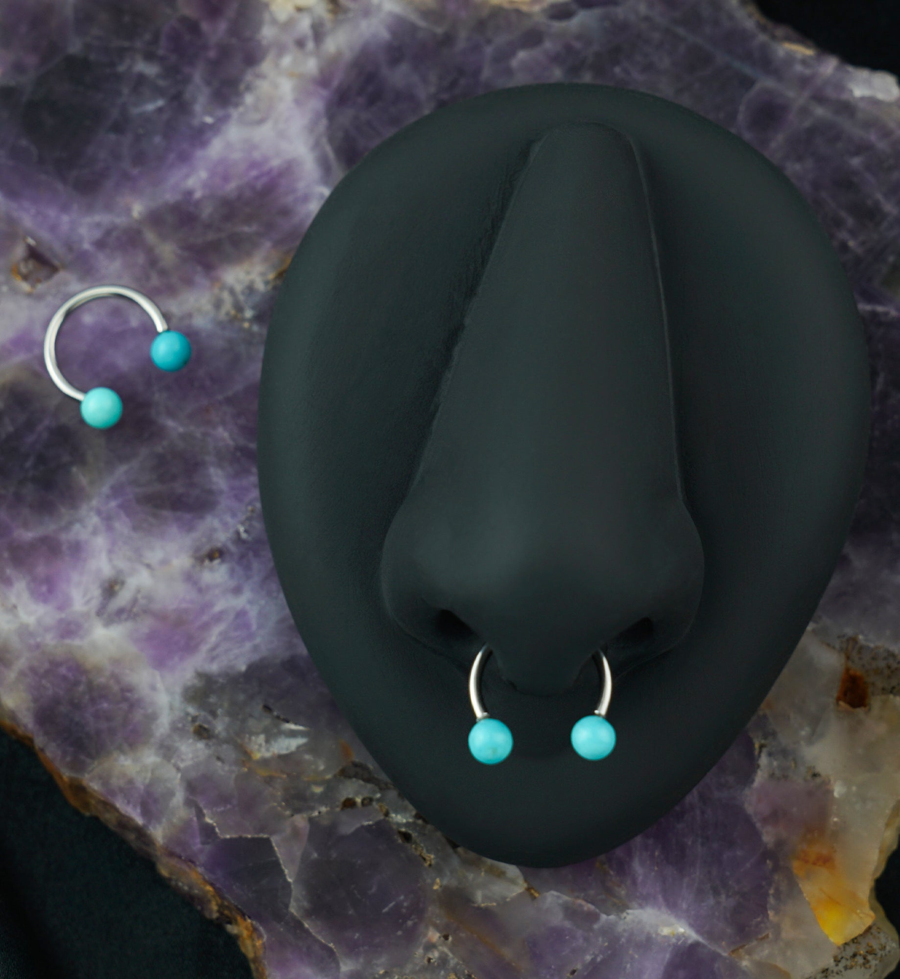 Turquoise Howlite Stone Circular Barbell