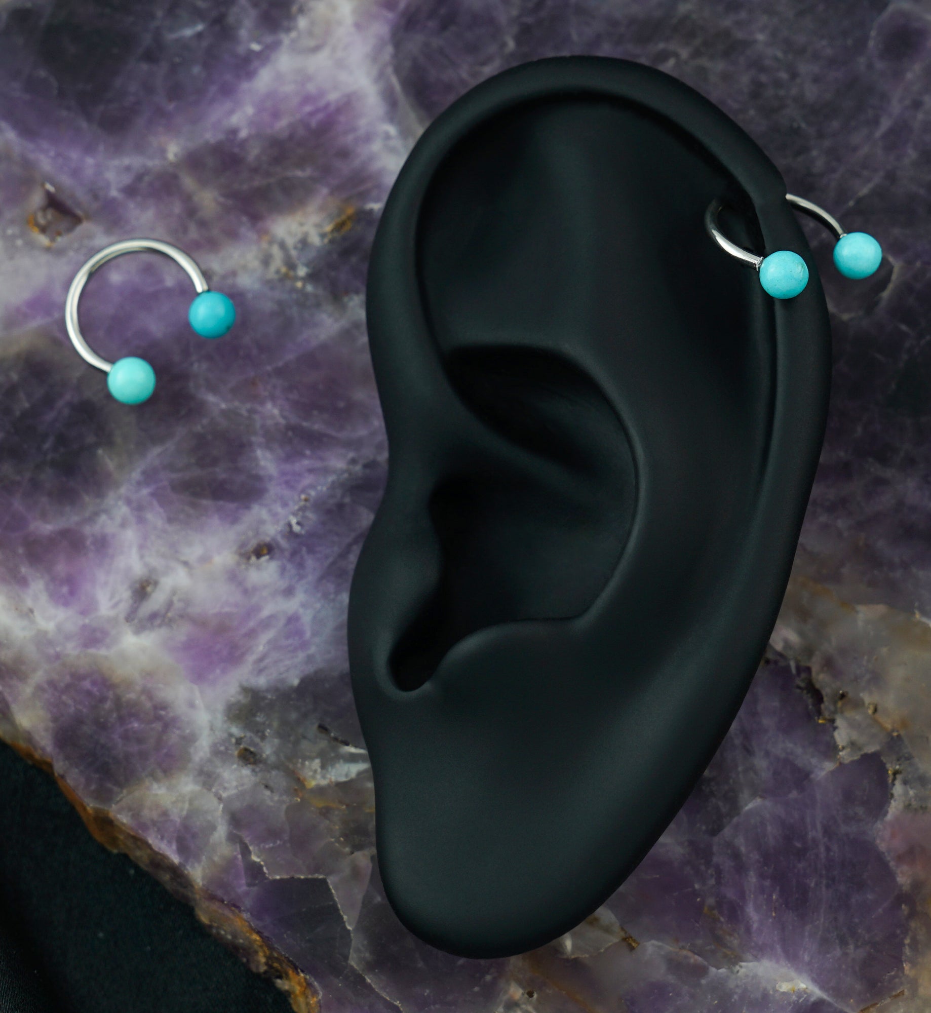 Turquoise Howlite Stone Circular Barbell