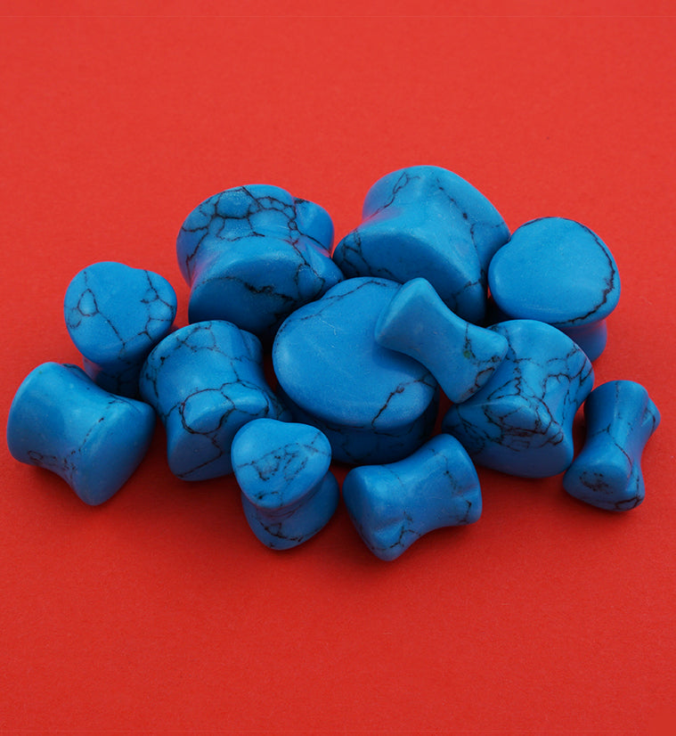 Turquoise Howlite Stone Heart Shape Plugs