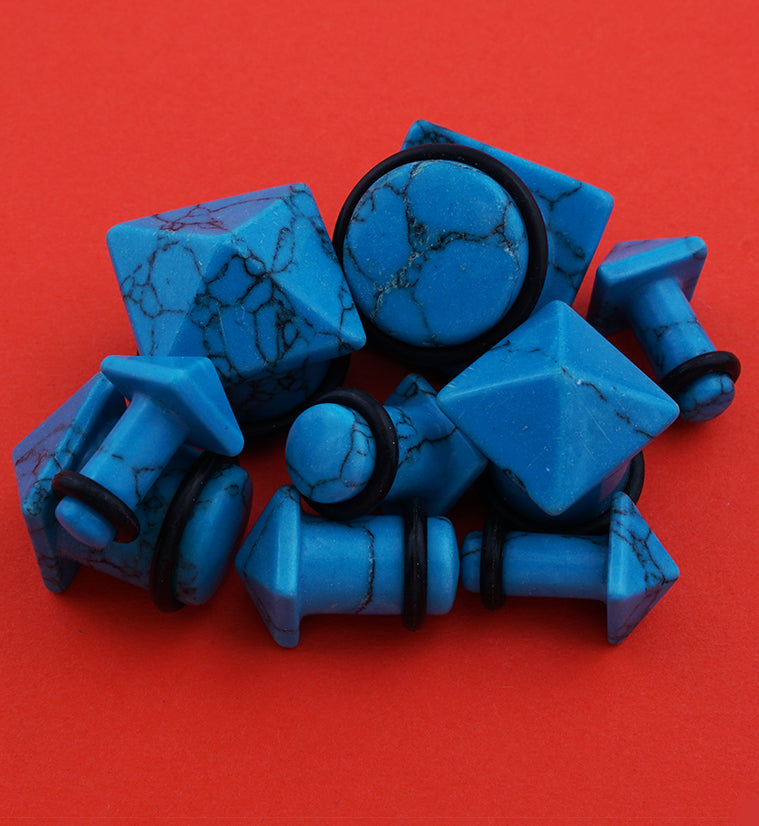 Turquoise Howlite Stone Squared Plugs