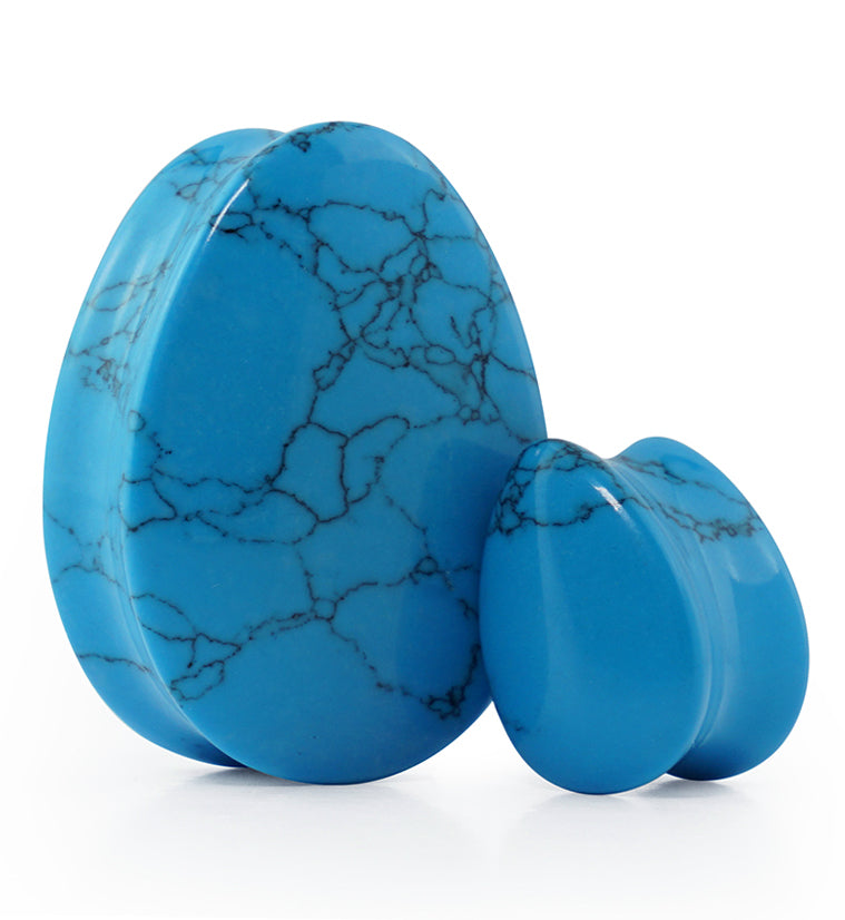 Turquoise Howlite Stone Teardrop Plugs