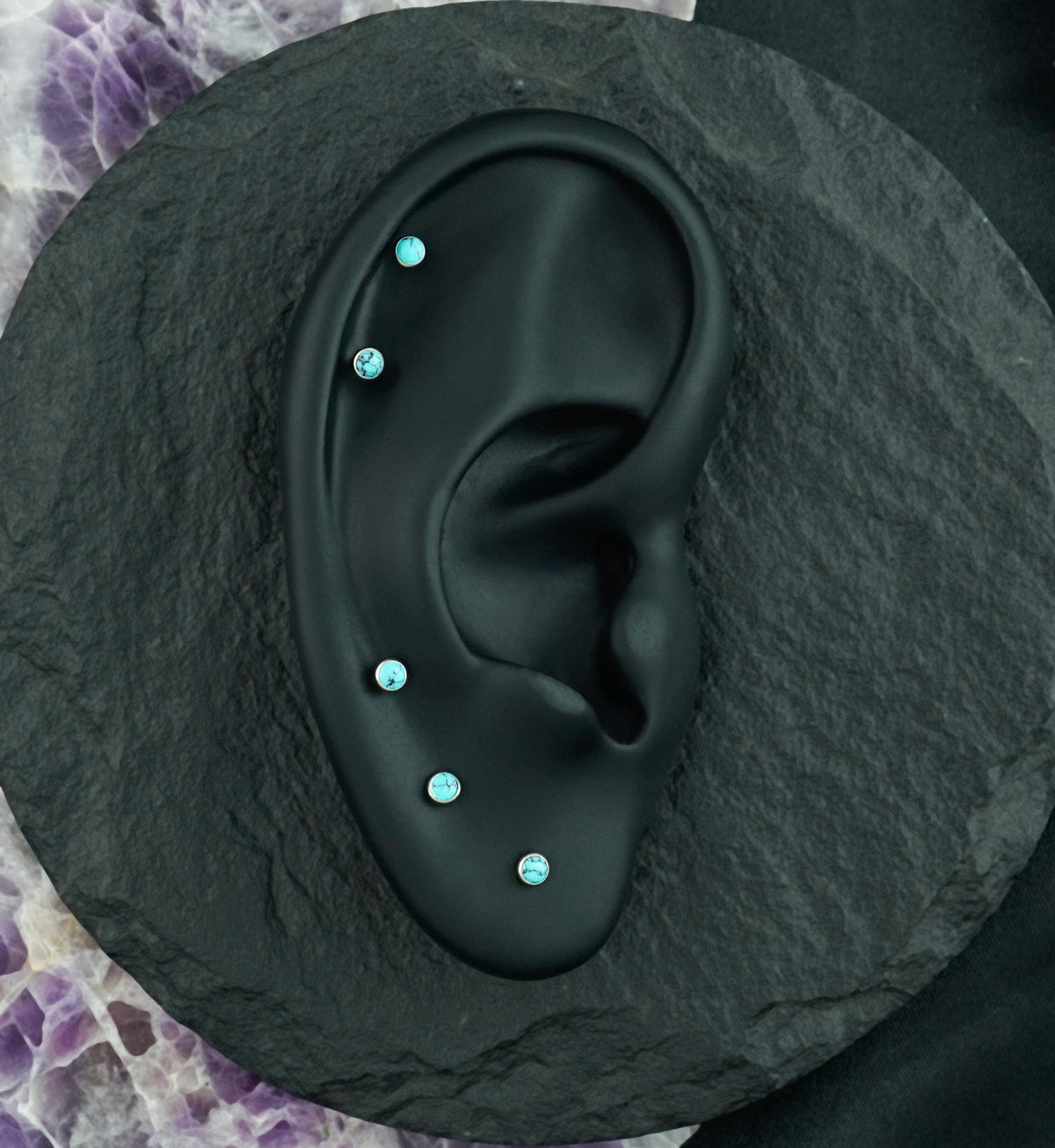 Turquoise Stone Titanium Threadless Labret