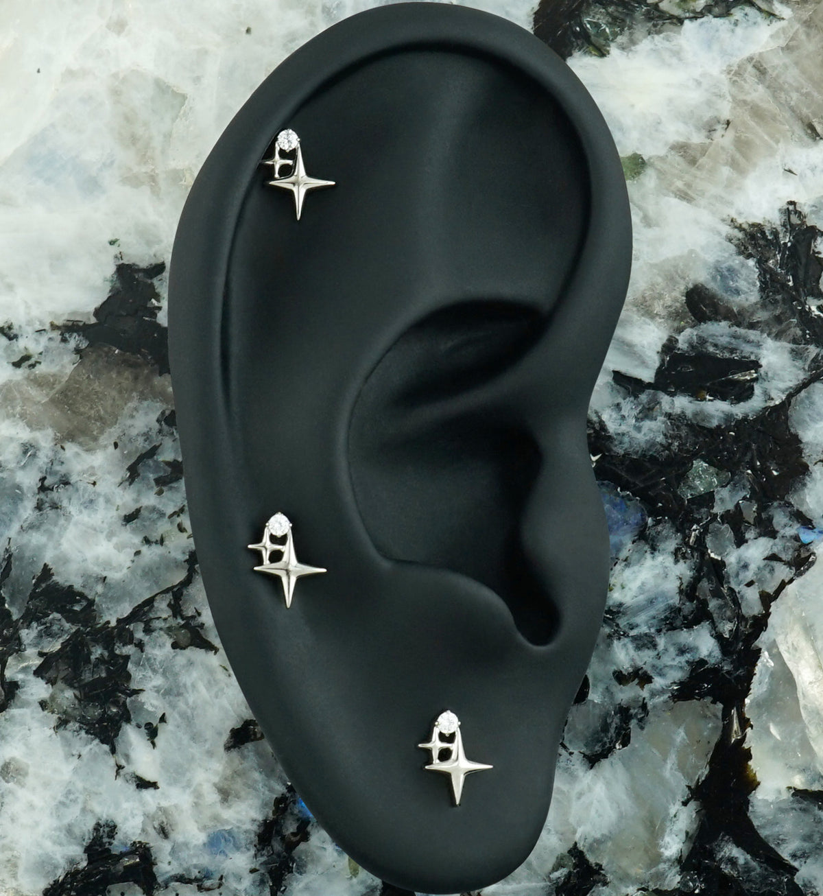 Twinkle Star CZ Titanium Threadless Top