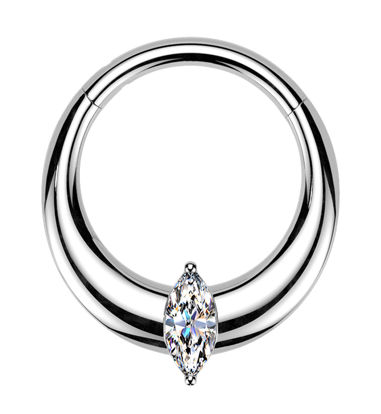 Vast Marquise CZ Titanium Hinged Segment Ring